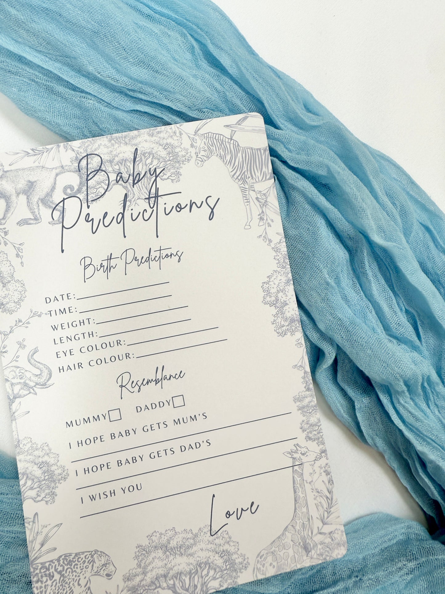 Blue Safari Baby Prediction Cards- Pack of 10