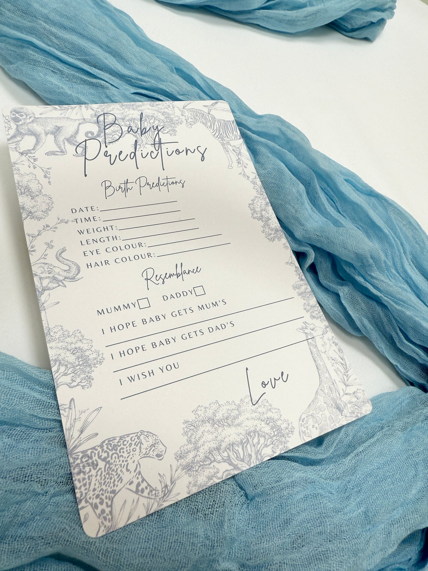 Blue Safari Baby Prediction Cards- Pack of 10