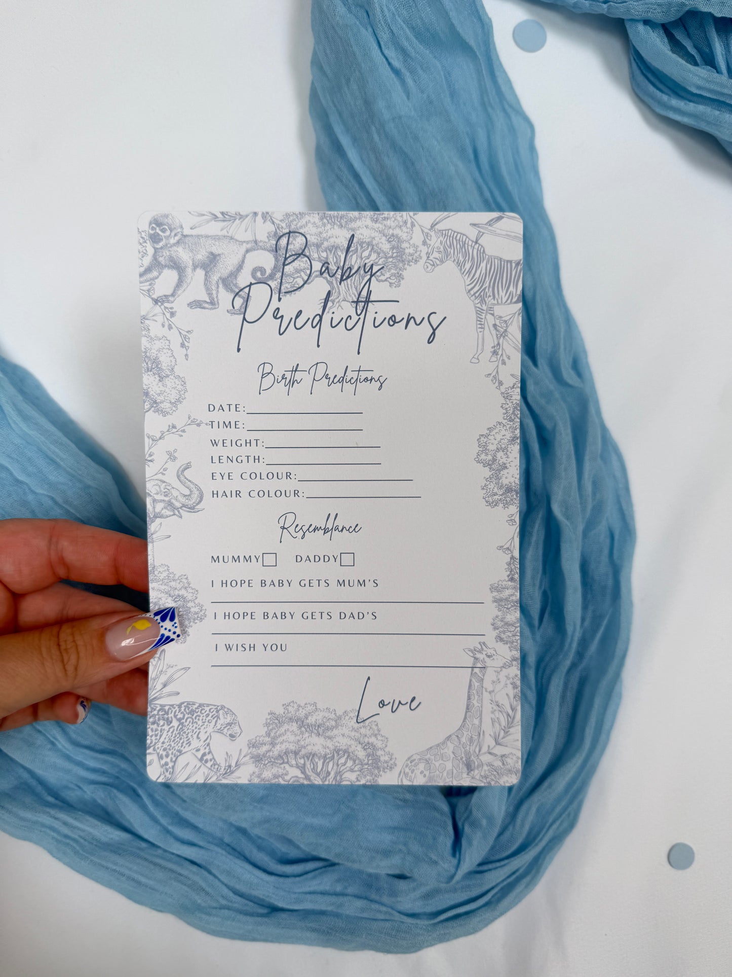 Blue Safari Baby Prediction Cards- Pack of 10