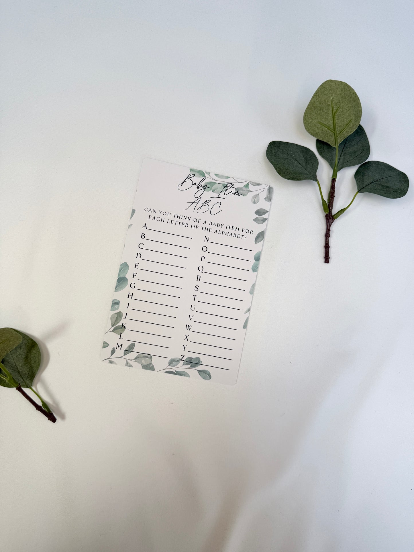 Green Eucalyptus Baby Alphabet Game.
