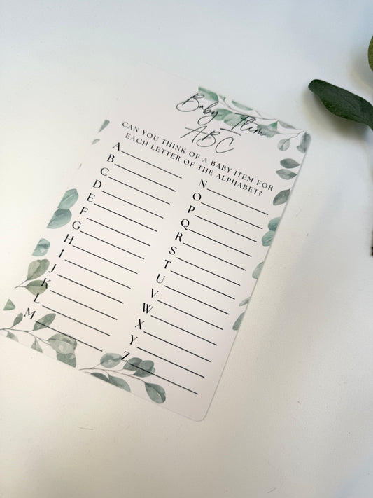 Green Eucalyptus Baby Alphabet Game.