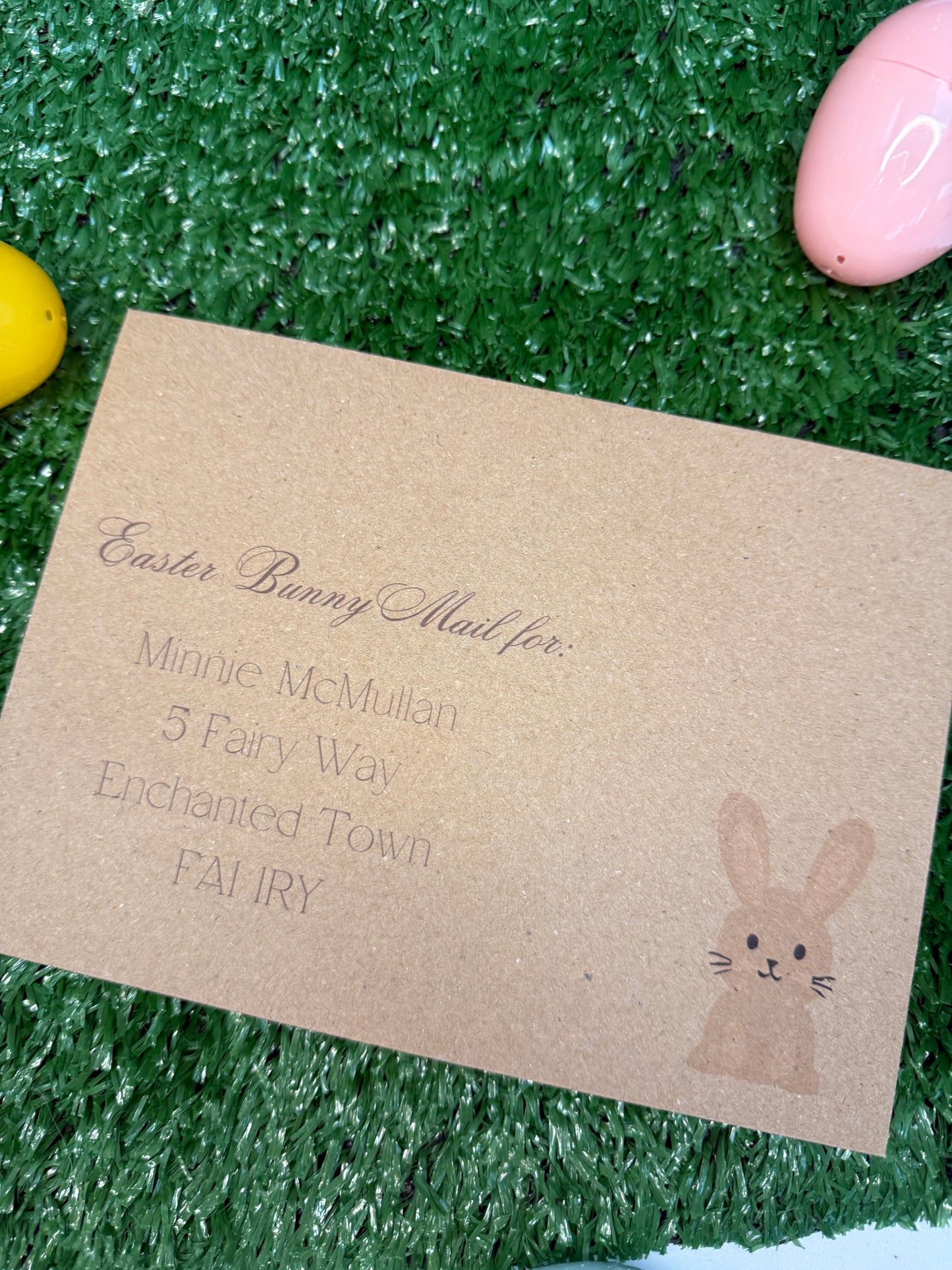Personalised letter from The Easter Bunny thanking the child for the dummy