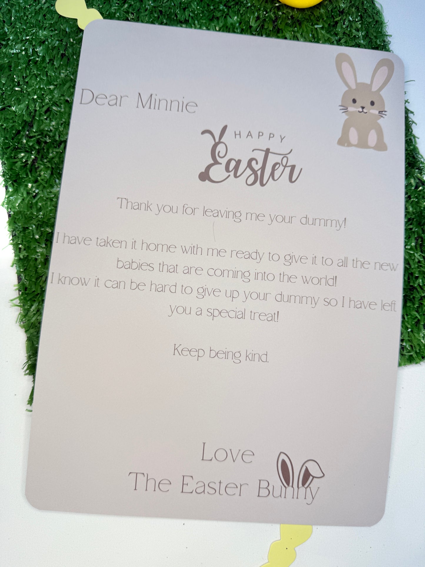 Personalised A4 Dummy Letter, Easter Bunny Asking Child To Give Up Dummy