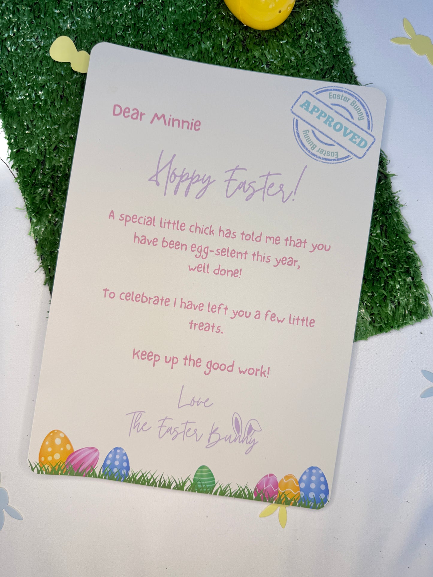 Personalised, Egg A4 Letter, From The Easter Bunny
