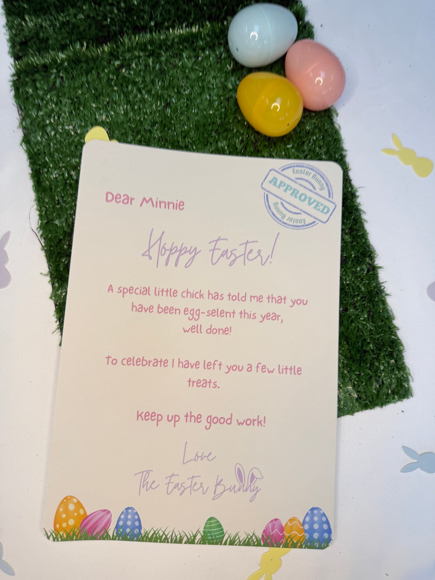 Personalised, Egg A4 Letter, From The Easter Bunny