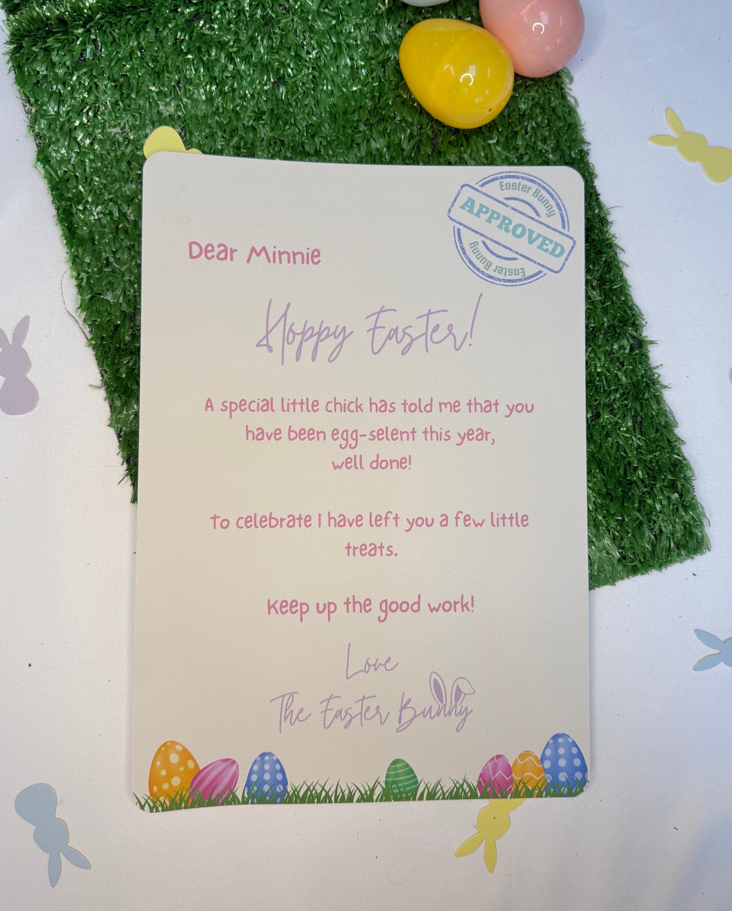 Personalised, Egg A4 Letter, From The Easter Bunny