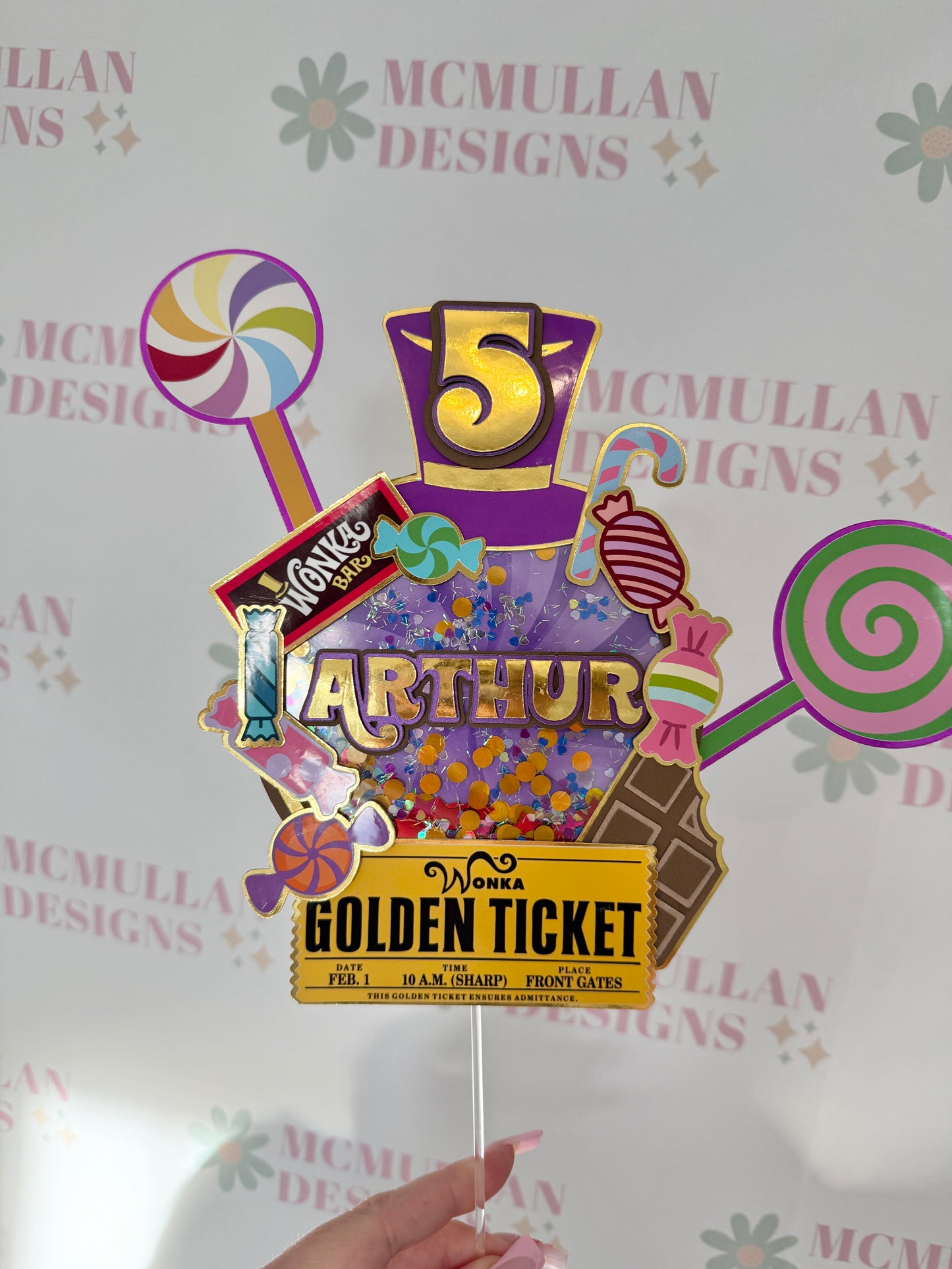 Chocolate Factory Themed Shaker Cake Topper