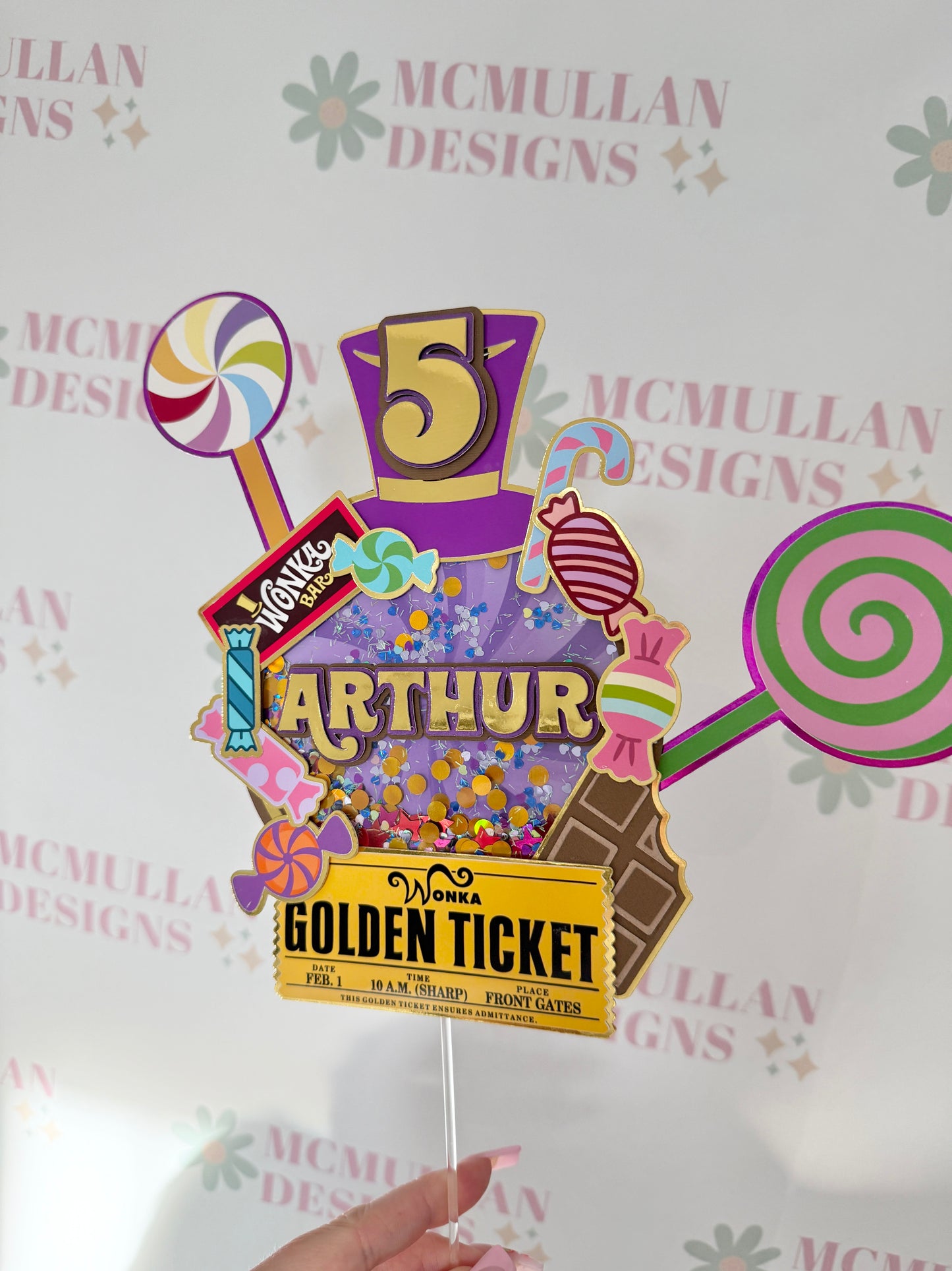 Chocolate Factory Themed Shaker Cake Topper