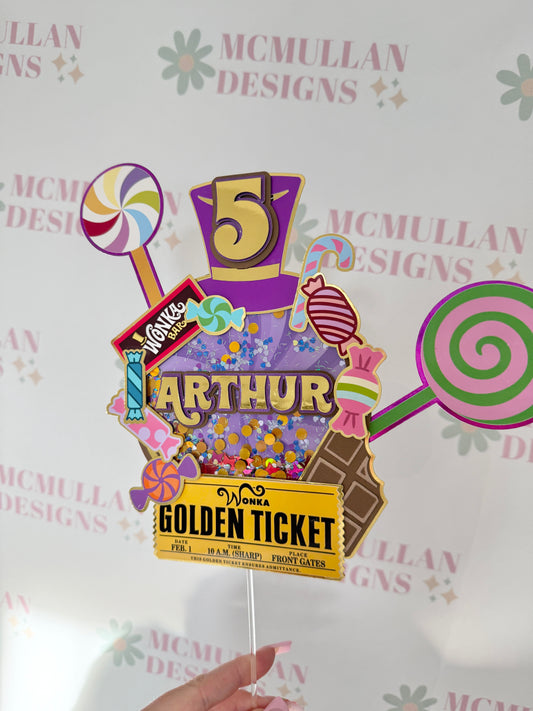 Chocolate Factory Themed Shaker Cake Topper