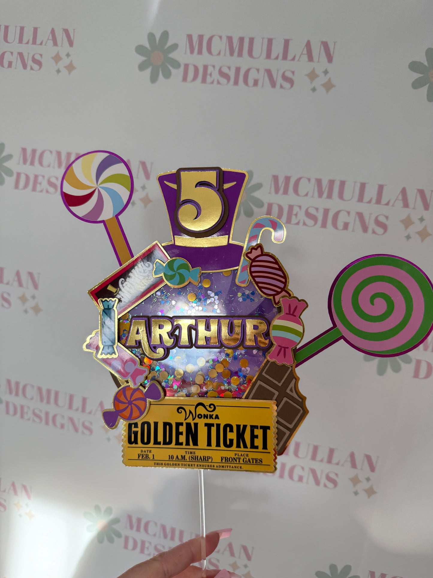 Chocolate Factory Themed Shaker Cake Topper