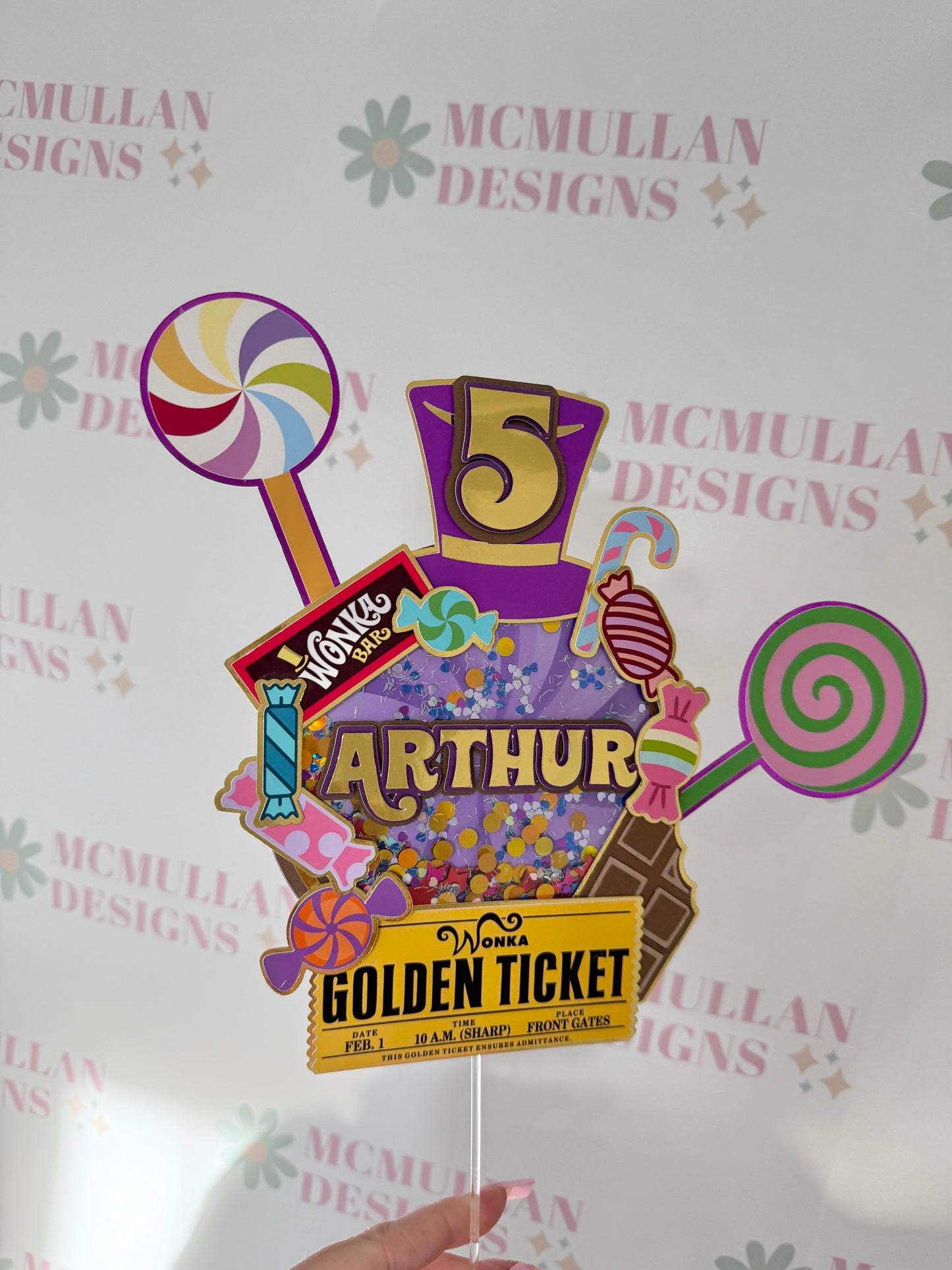 Chocolate Factory Themed Shaker Cake Topper