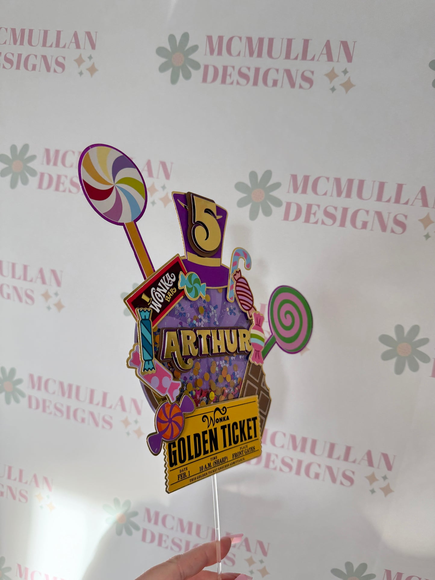 Chocolate Factory Themed Shaker Cake Topper