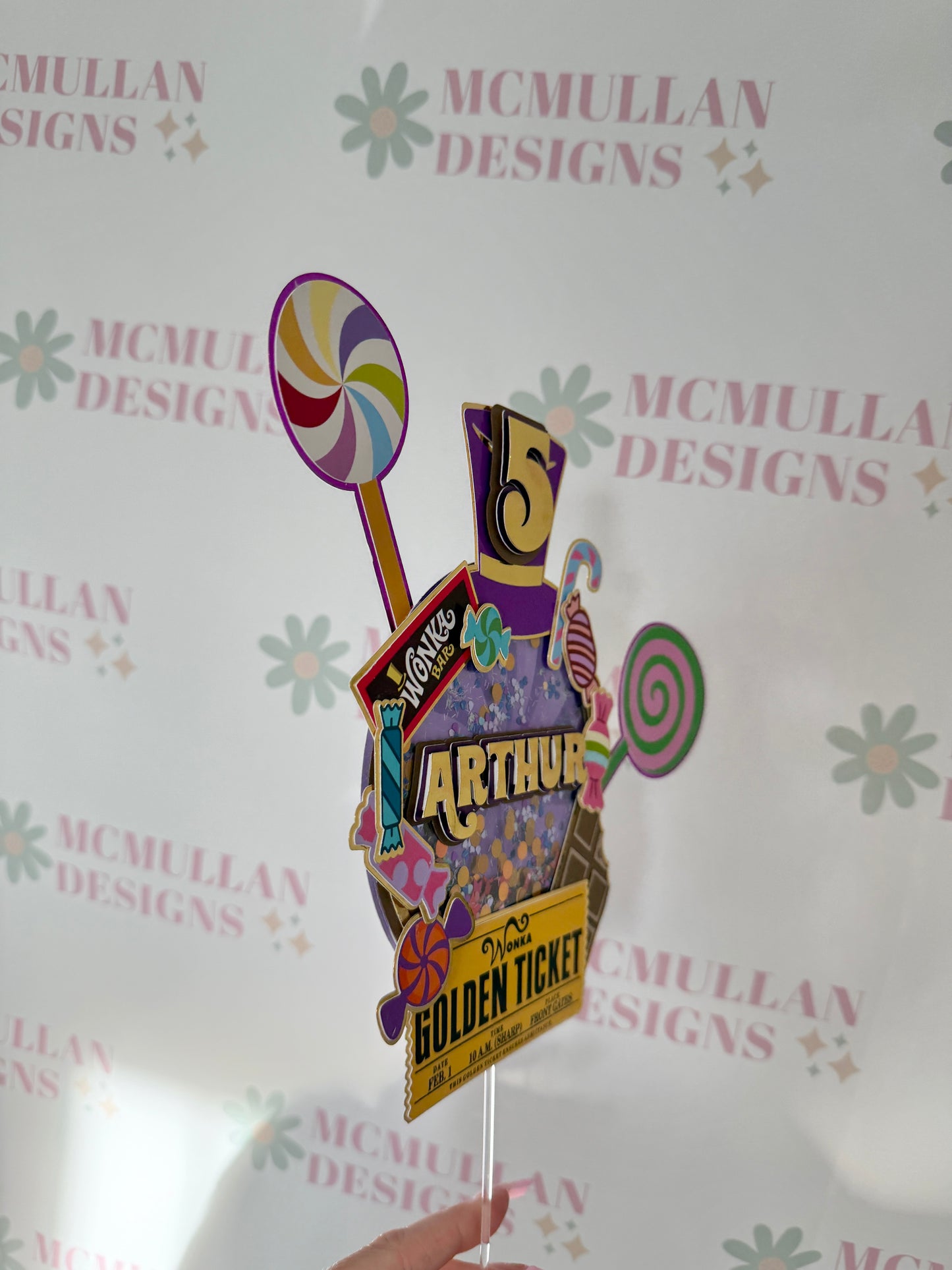 Chocolate Factory Themed Shaker Cake Topper