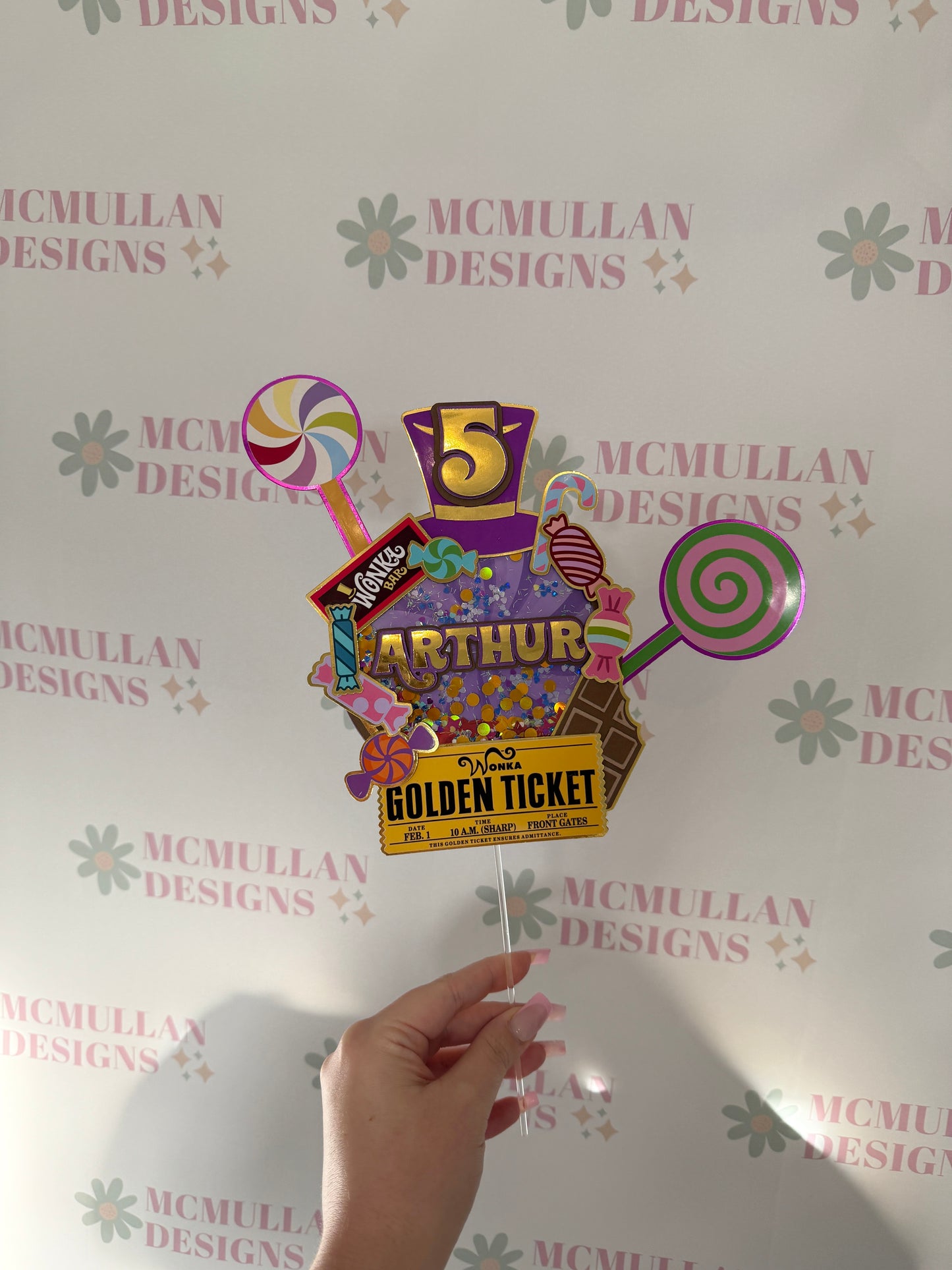 Chocolate Factory Themed Shaker Cake Topper