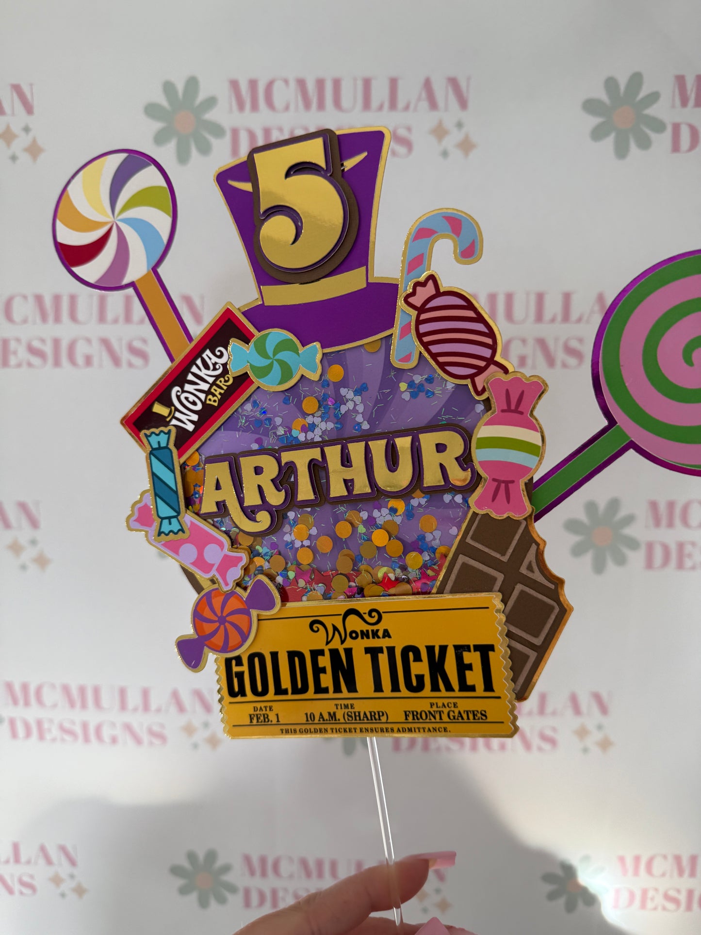 Chocolate Factory Themed Shaker Cake Topper