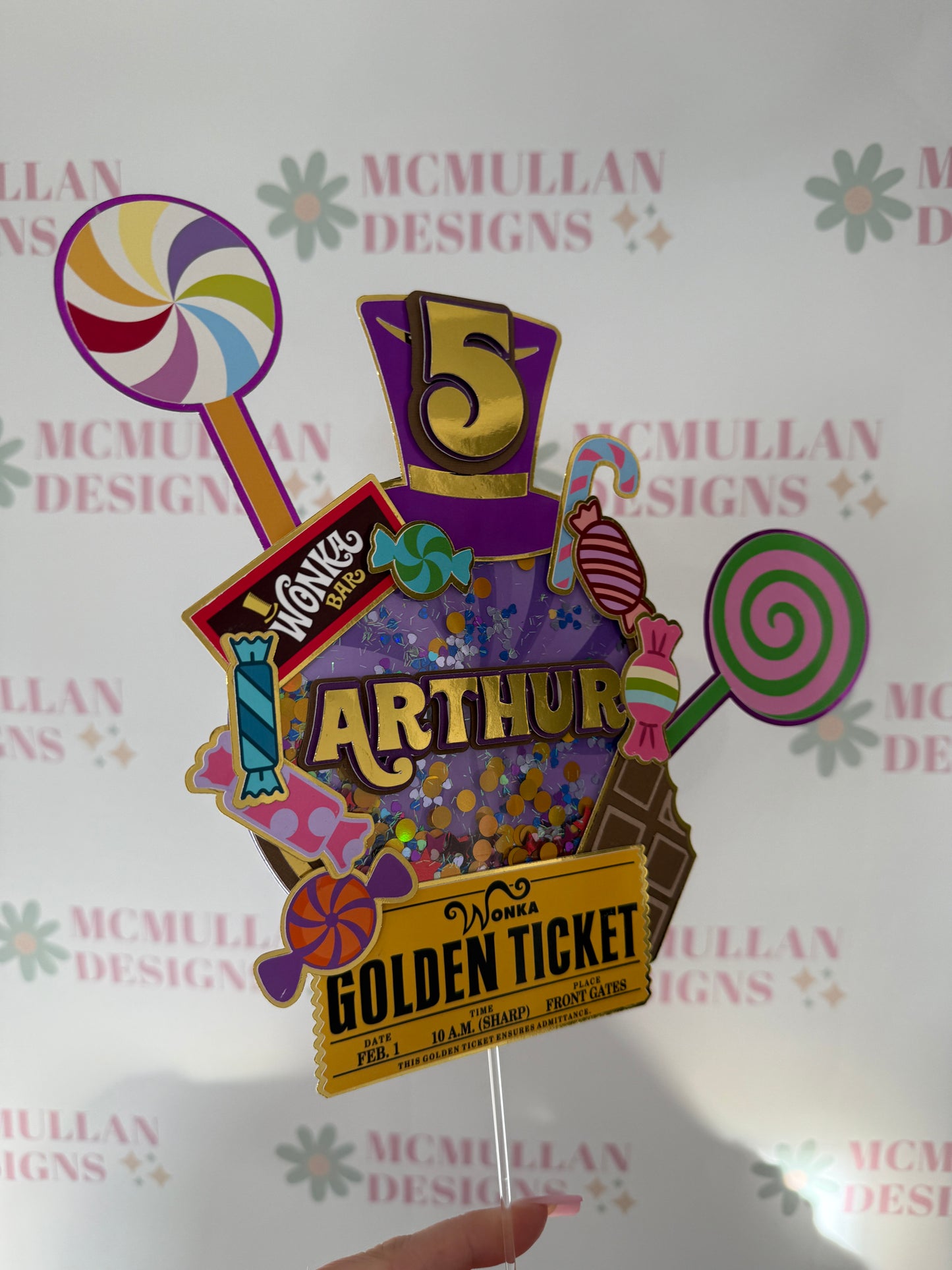 Chocolate Factory Themed Shaker Cake Topper