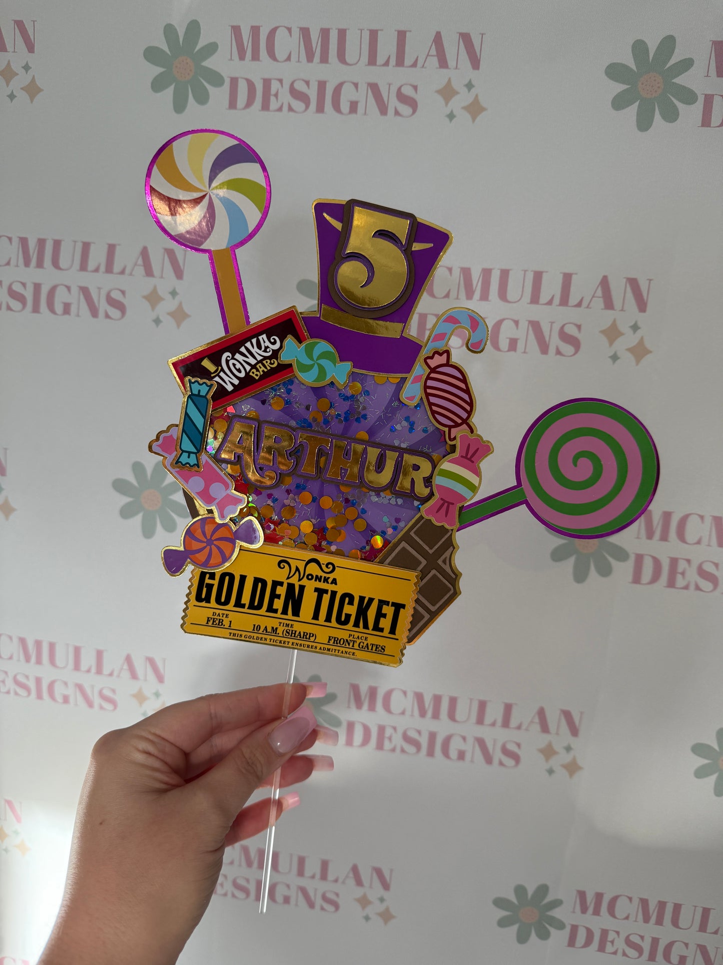 Chocolate Factory Themed Shaker Cake Topper