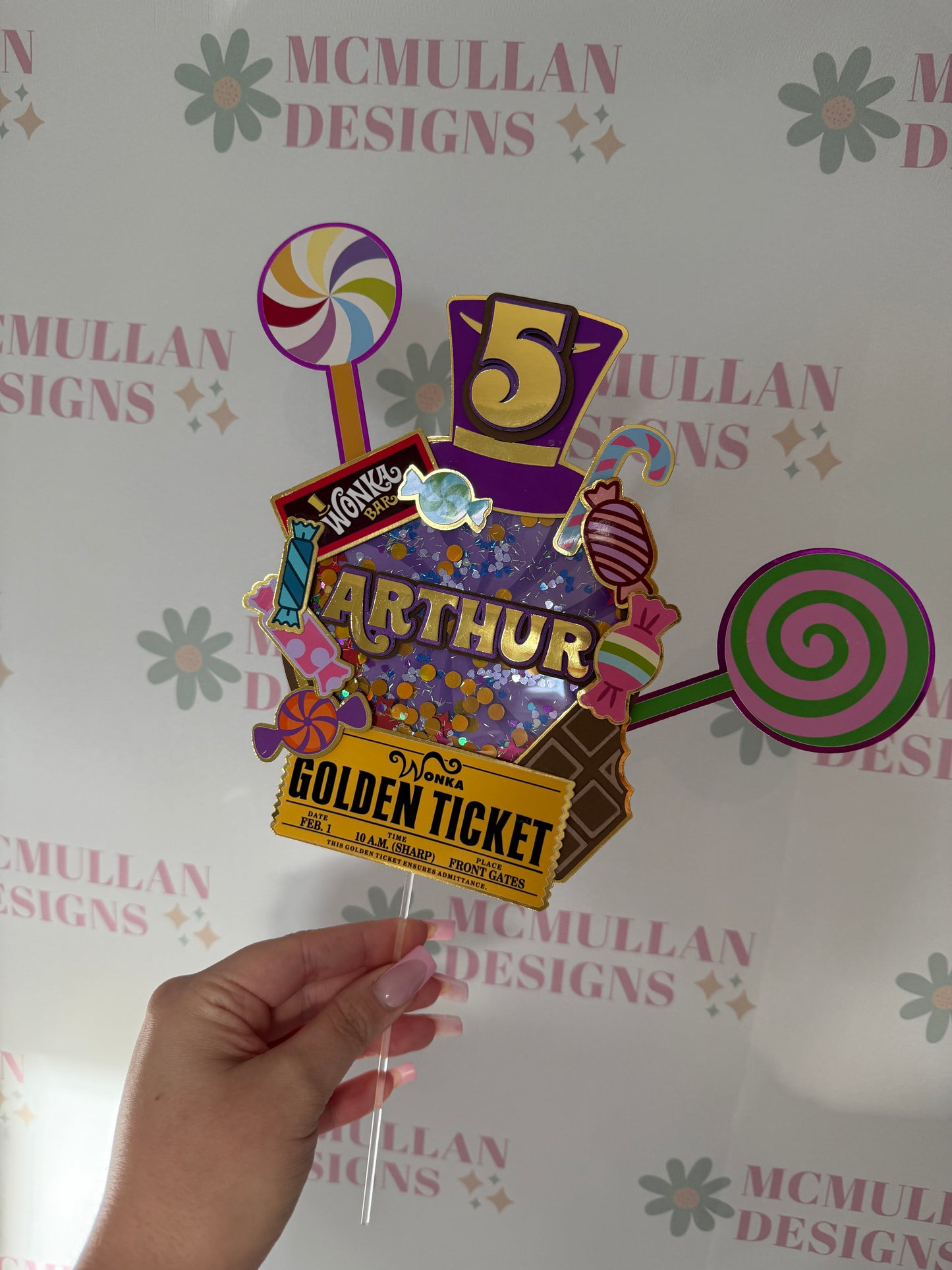 Chocolate Factory Themed Shaker Cake Topper