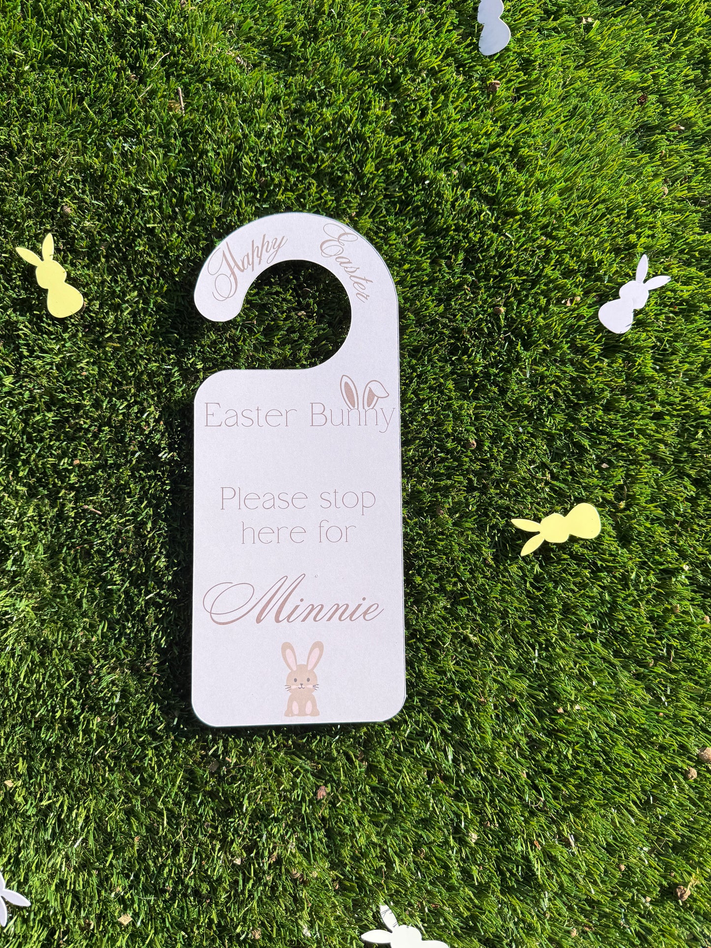 Personalised Beige Easter Bunny Door Hanger