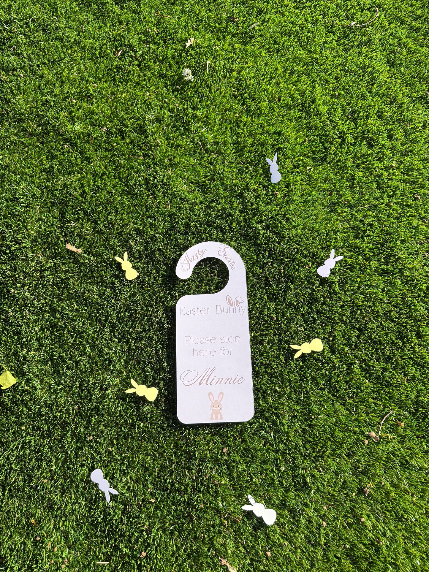 Personalised Beige Easter Bunny Door Hanger