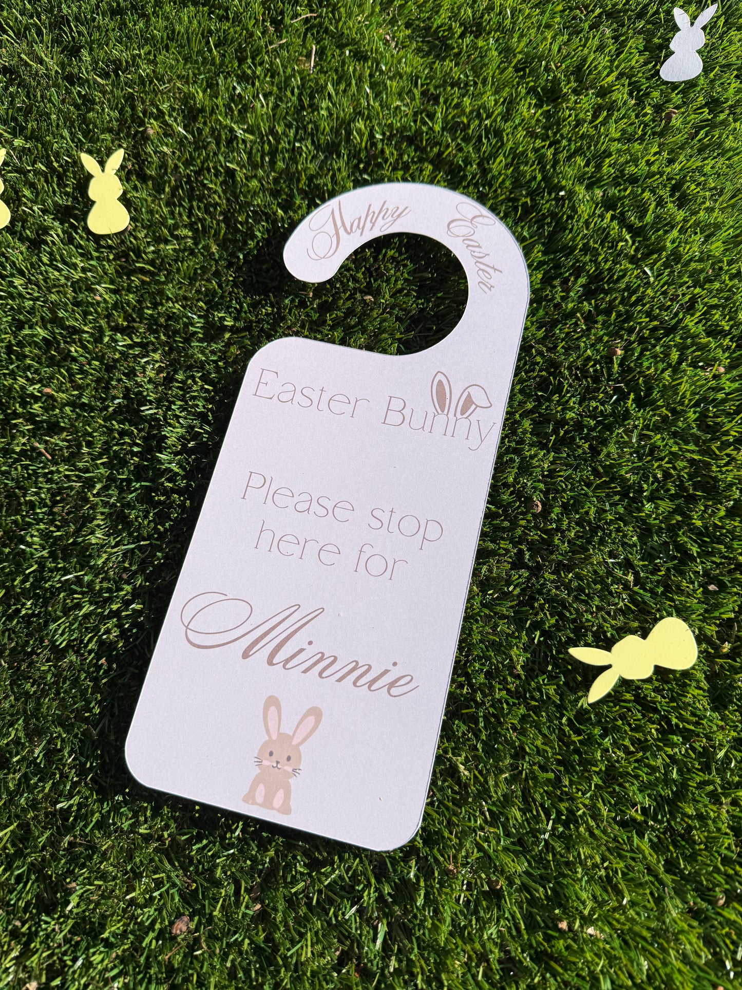 Personalised Beige Easter Bunny Door Hanger