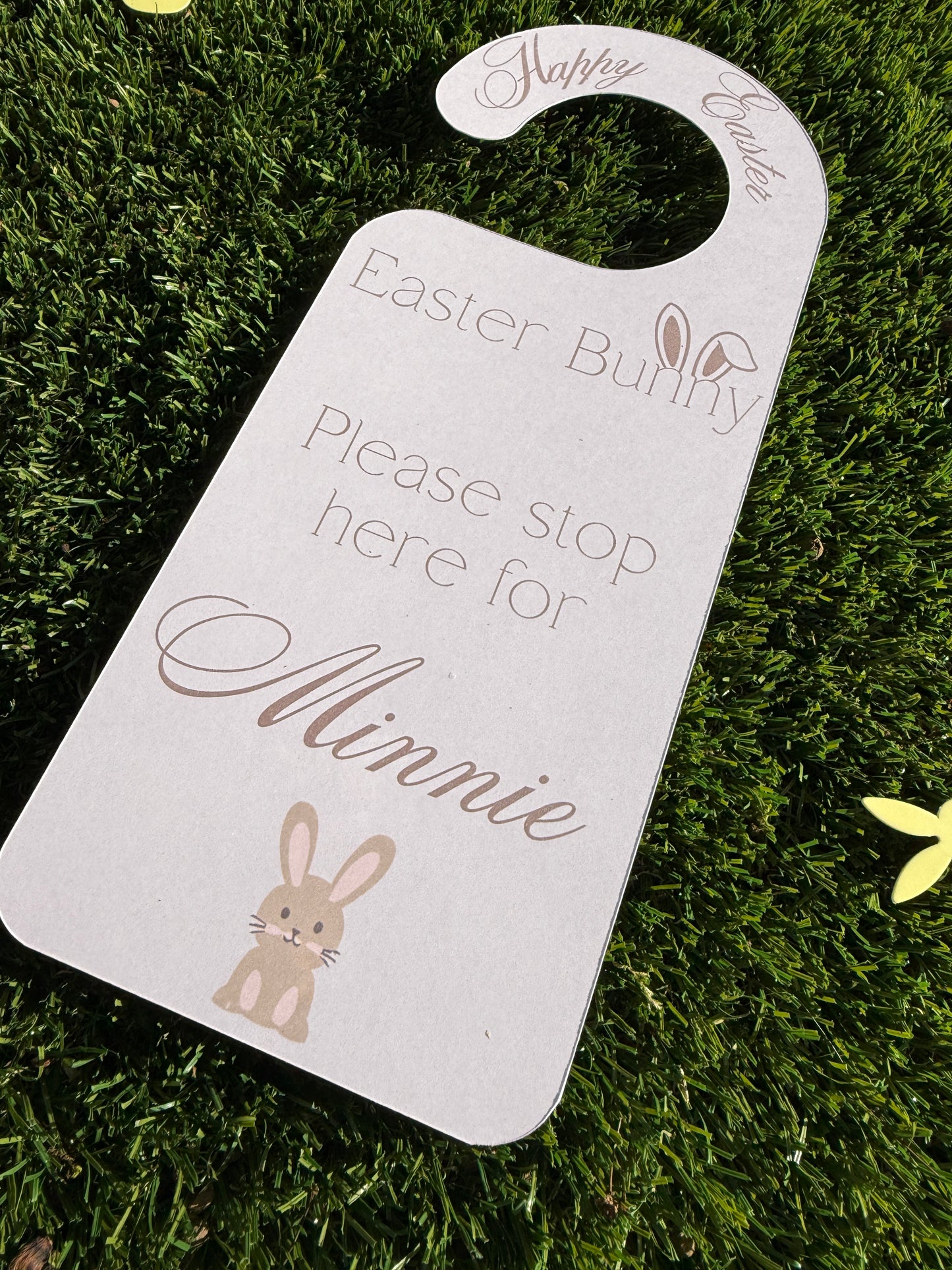 Personalised Beige Easter Bunny Door Hanger
