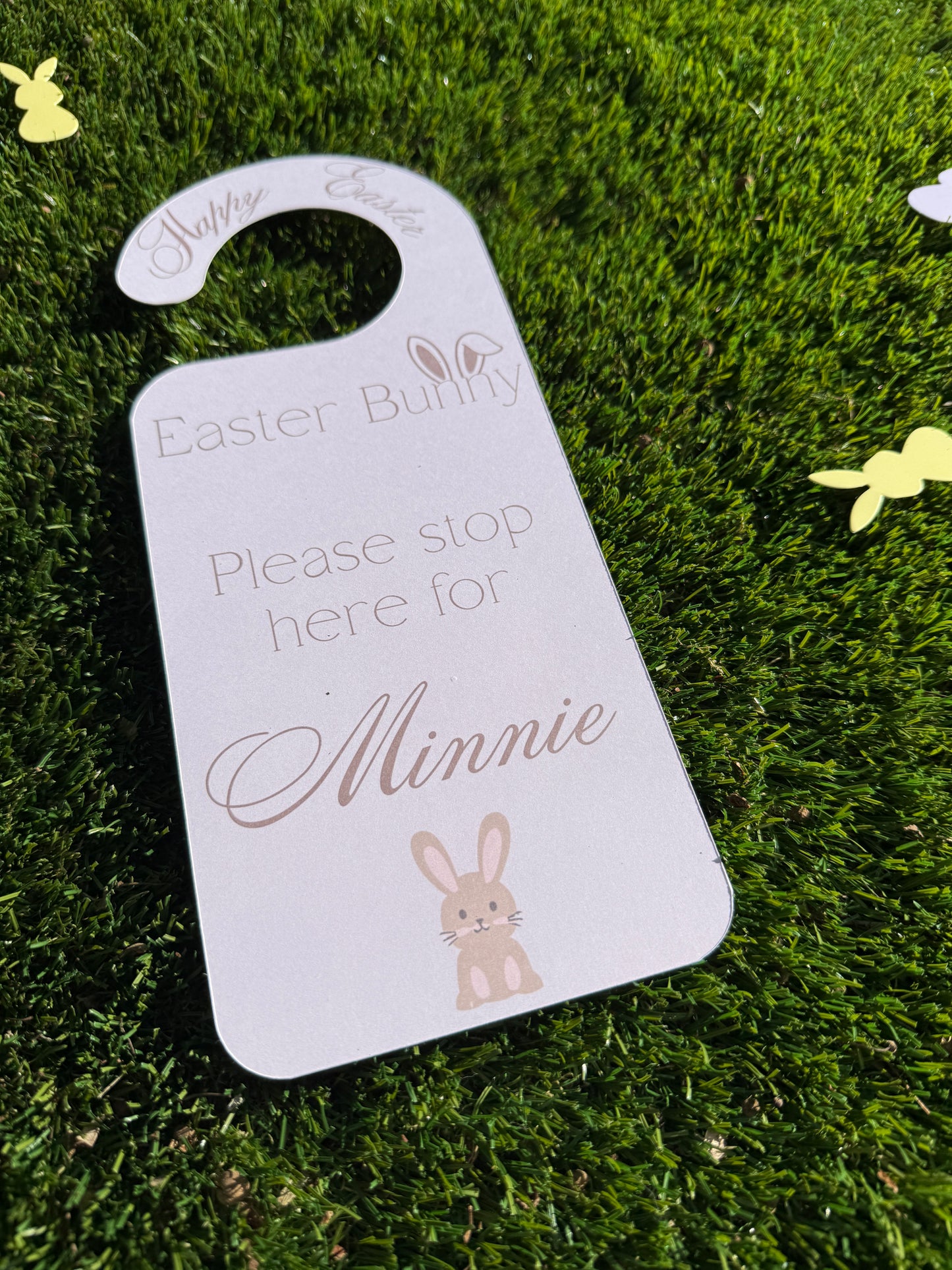 Personalised Beige Easter Bunny Door Hanger