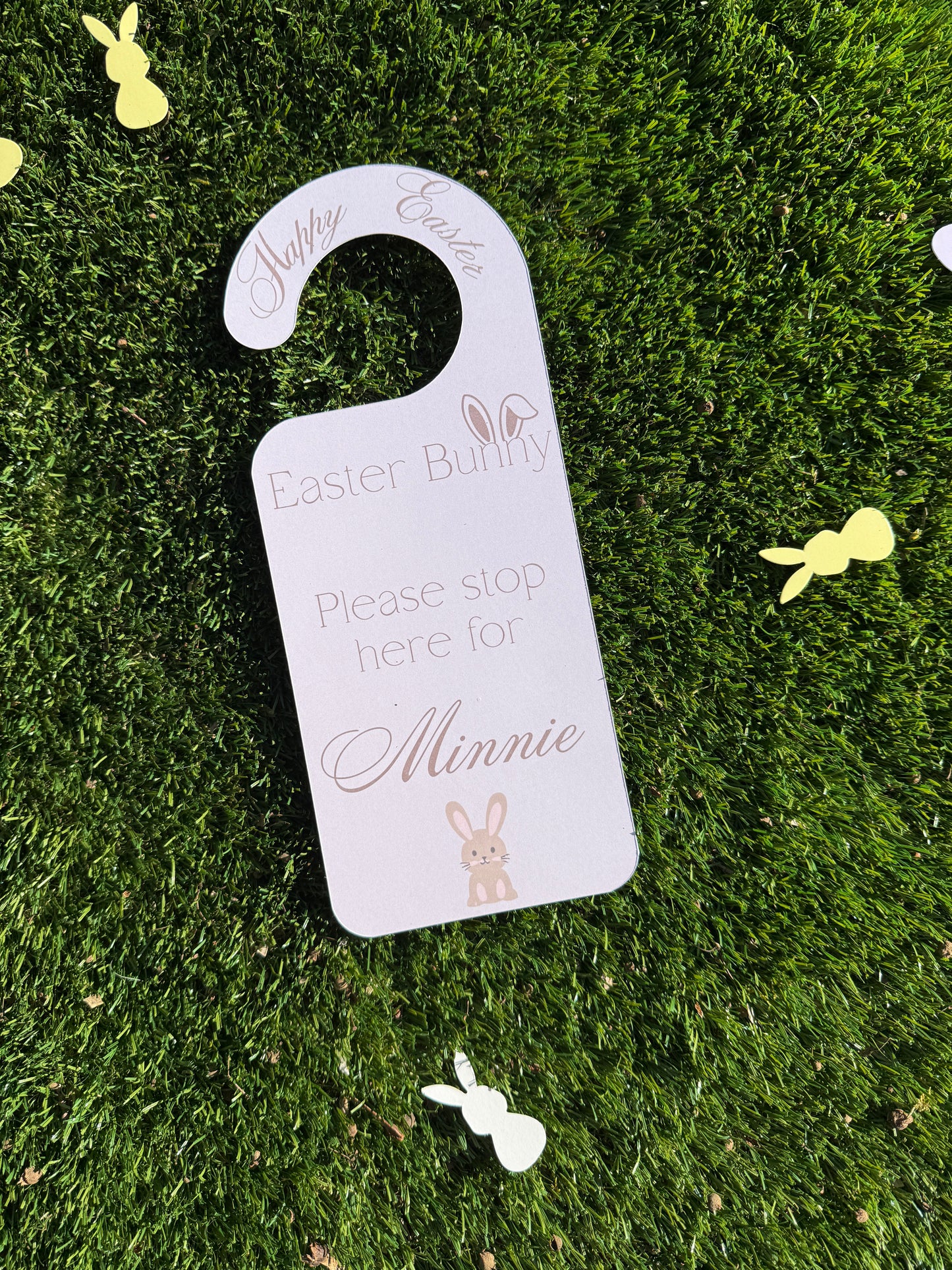 Personalised Beige Easter Bunny Door Hanger