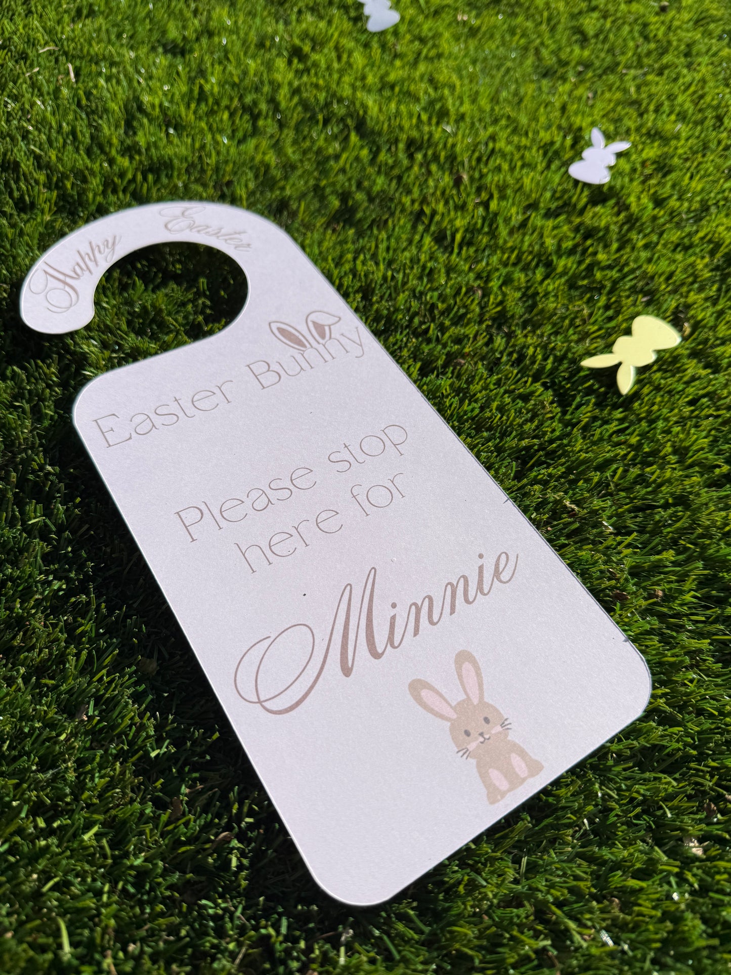 Personalised Beige Easter Bunny Door Hanger