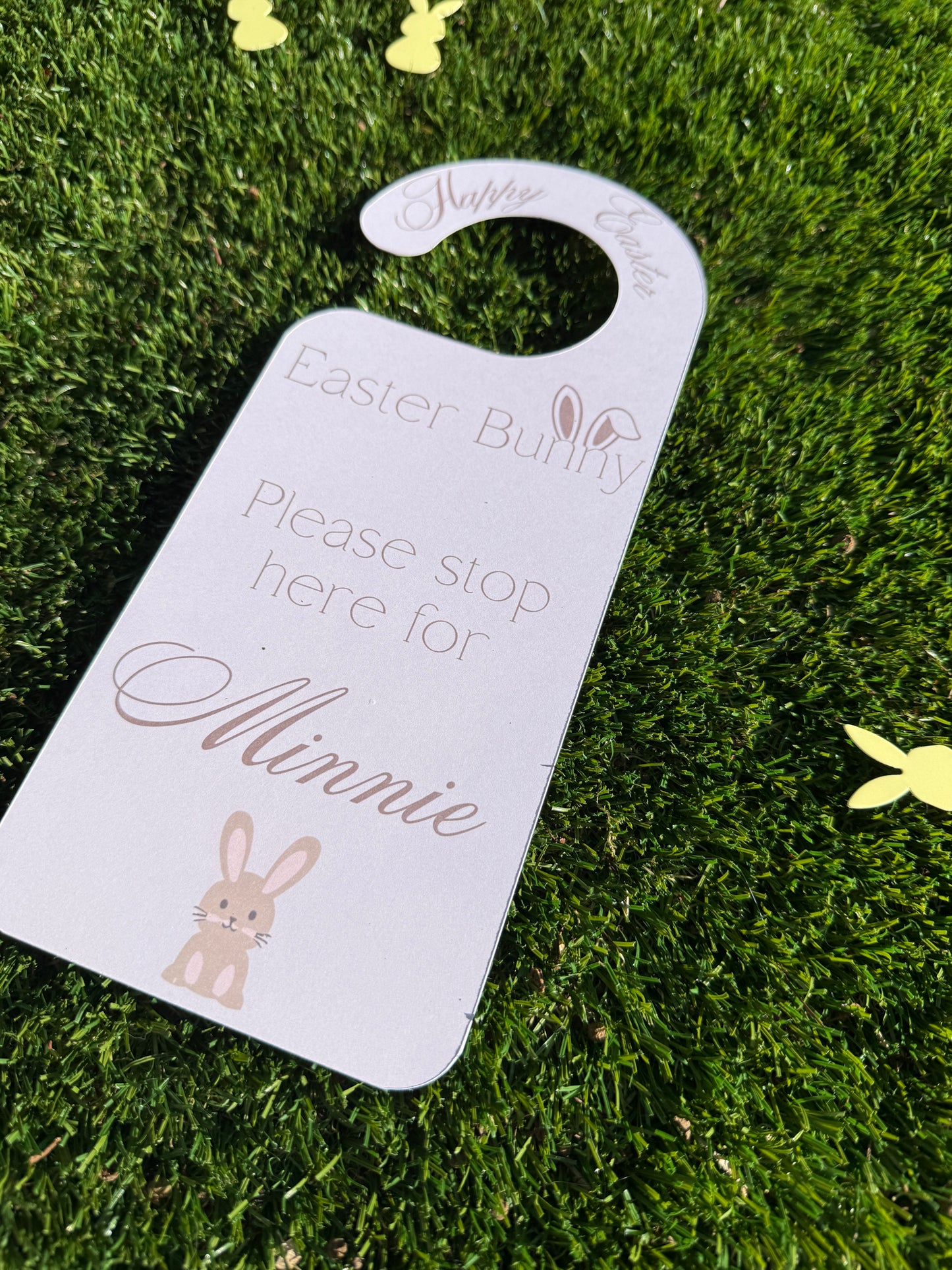 Personalised Beige Easter Bunny Door Hanger