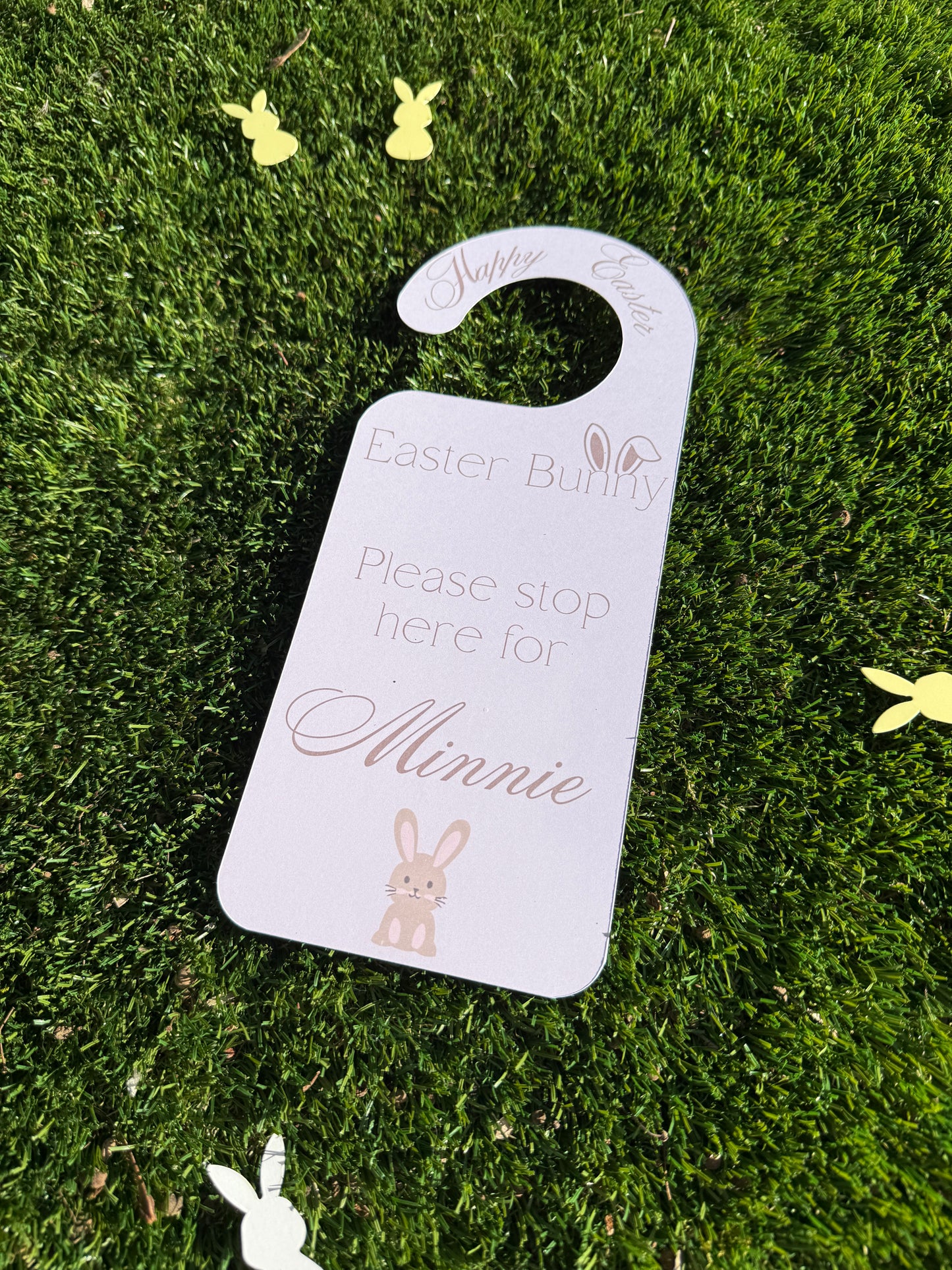 Personalised Beige Easter Bunny Door Hanger