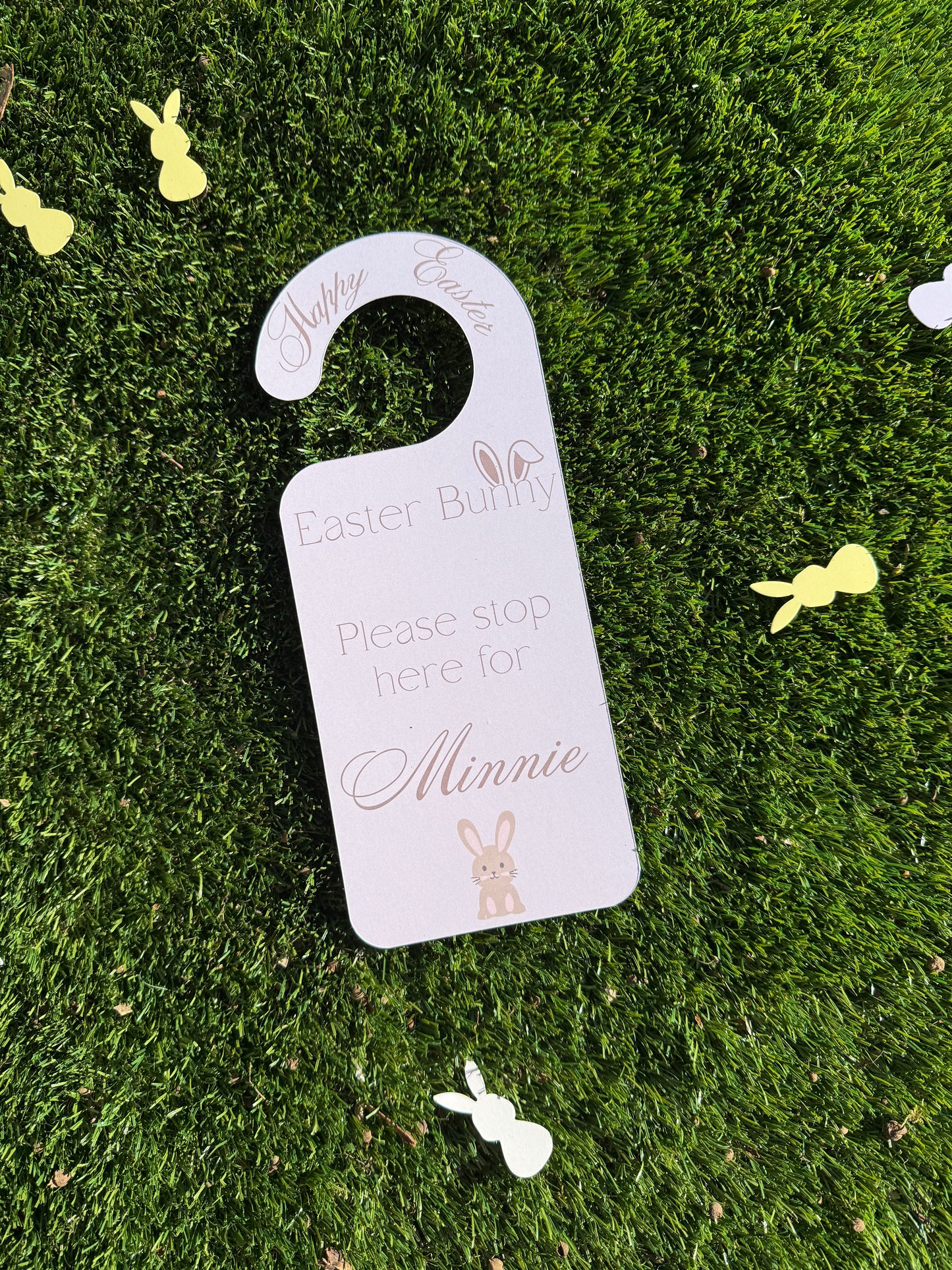 Personalised Beige Easter Bunny Door Hanger