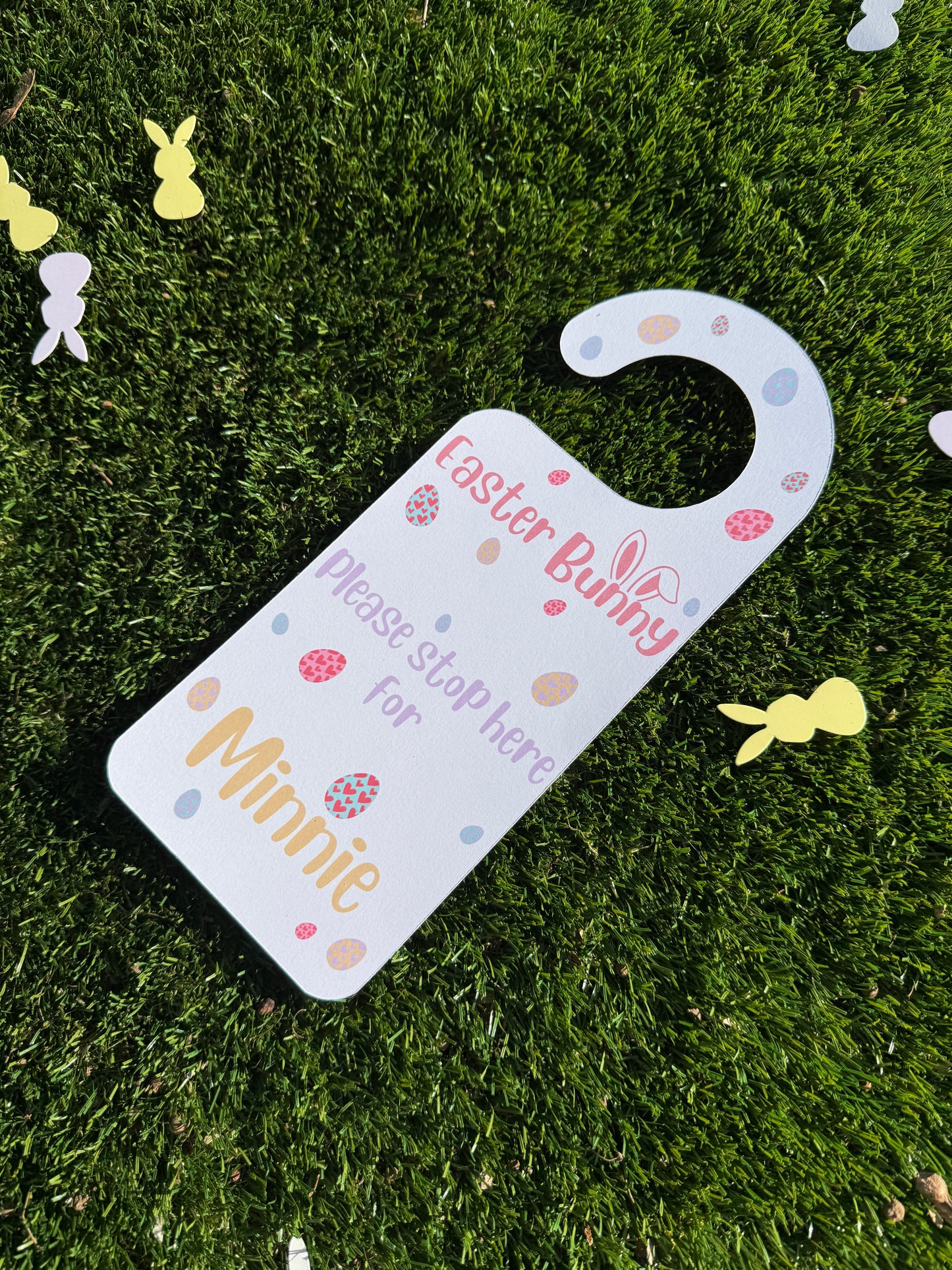 Personalised White Easter Bunny Door Hanger