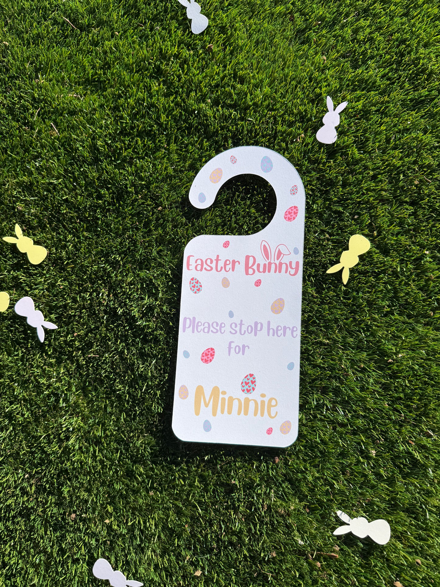 Personalised White Easter Bunny Door Hanger