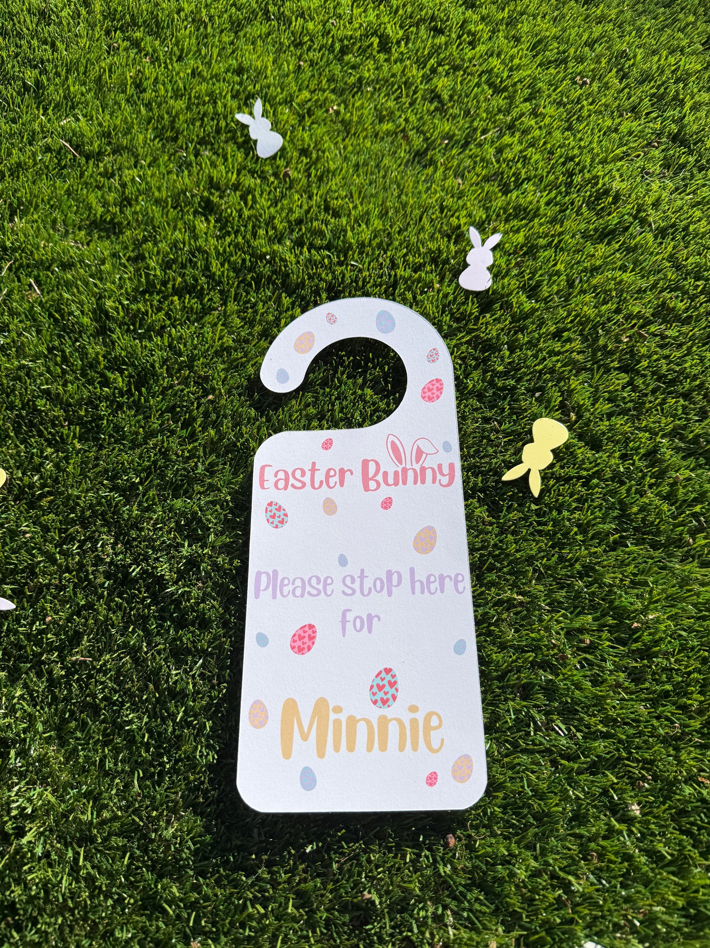 Personalised White Easter Bunny Door Hanger