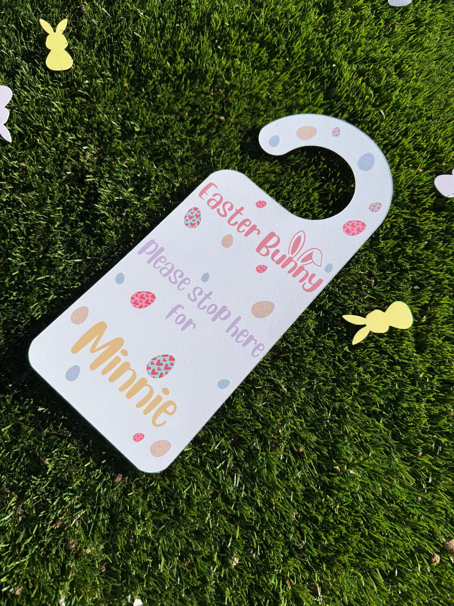 Personalised White Easter Bunny Door Hanger