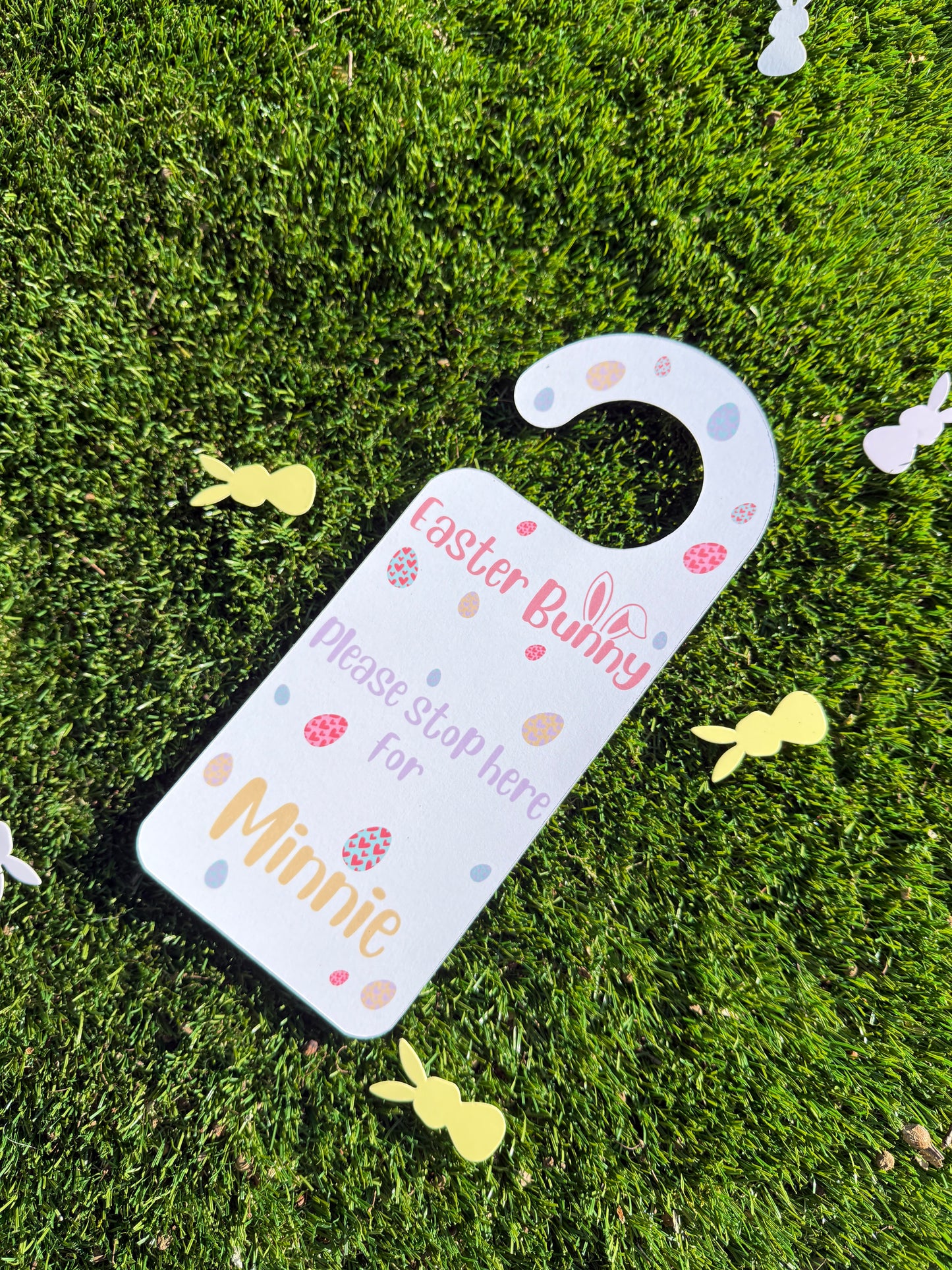 Personalised White Easter Bunny Door Hanger
