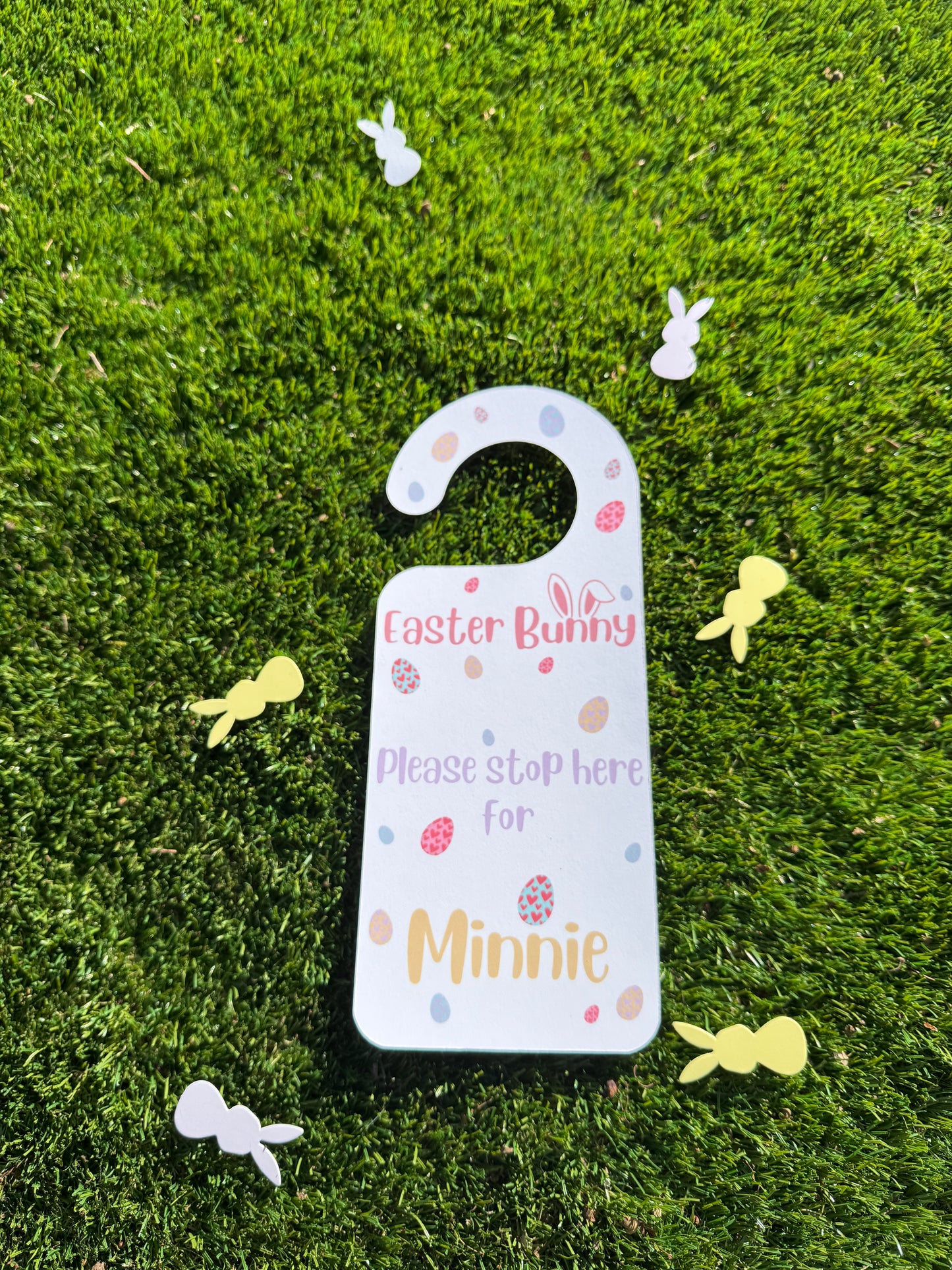 Personalised White Easter Bunny Door Hanger