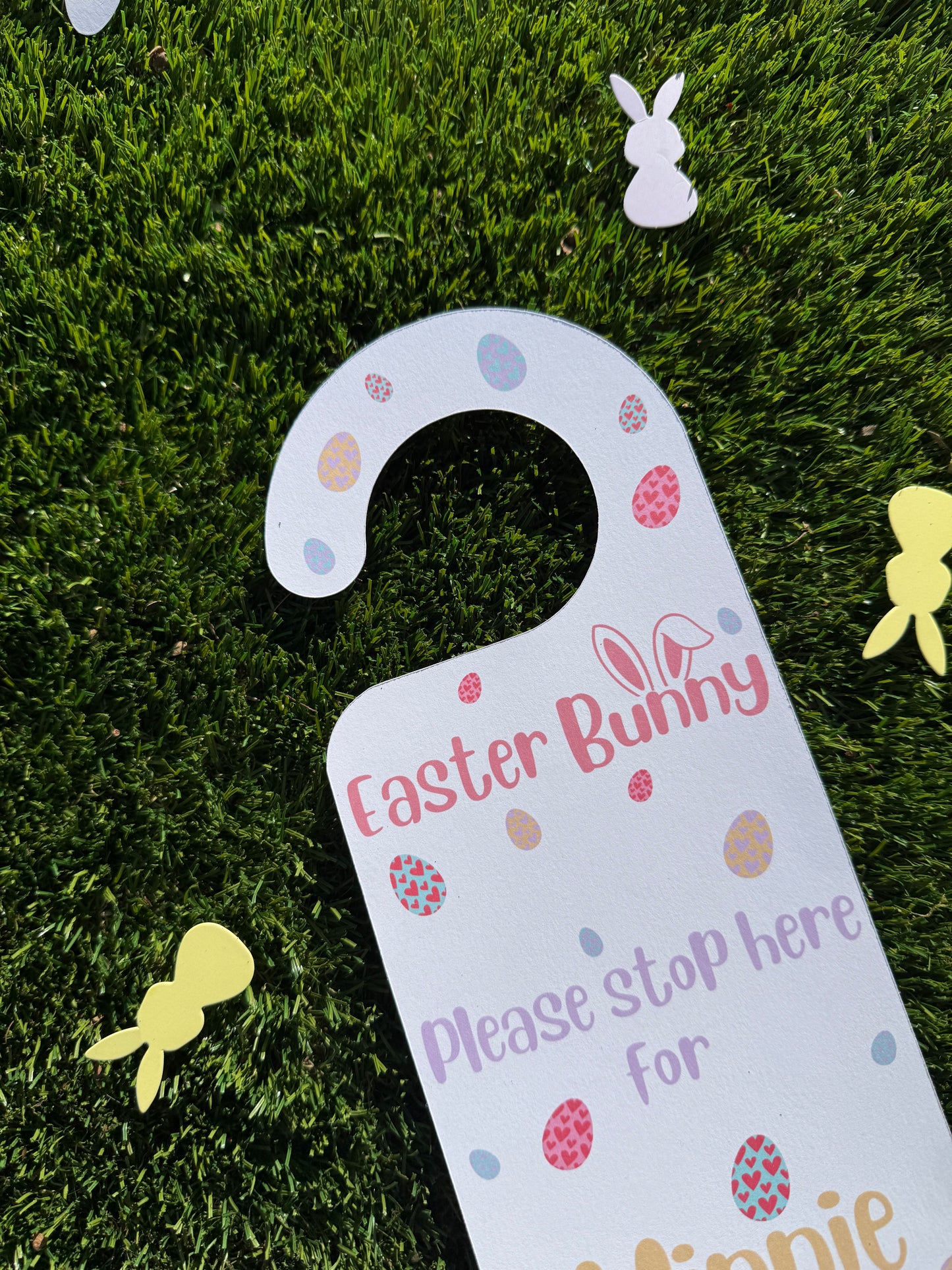 Personalised White Easter Bunny Door Hanger