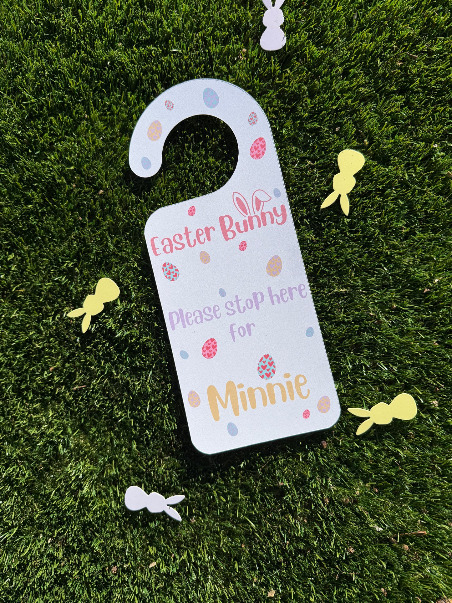 Personalised White Easter Bunny Door Hanger