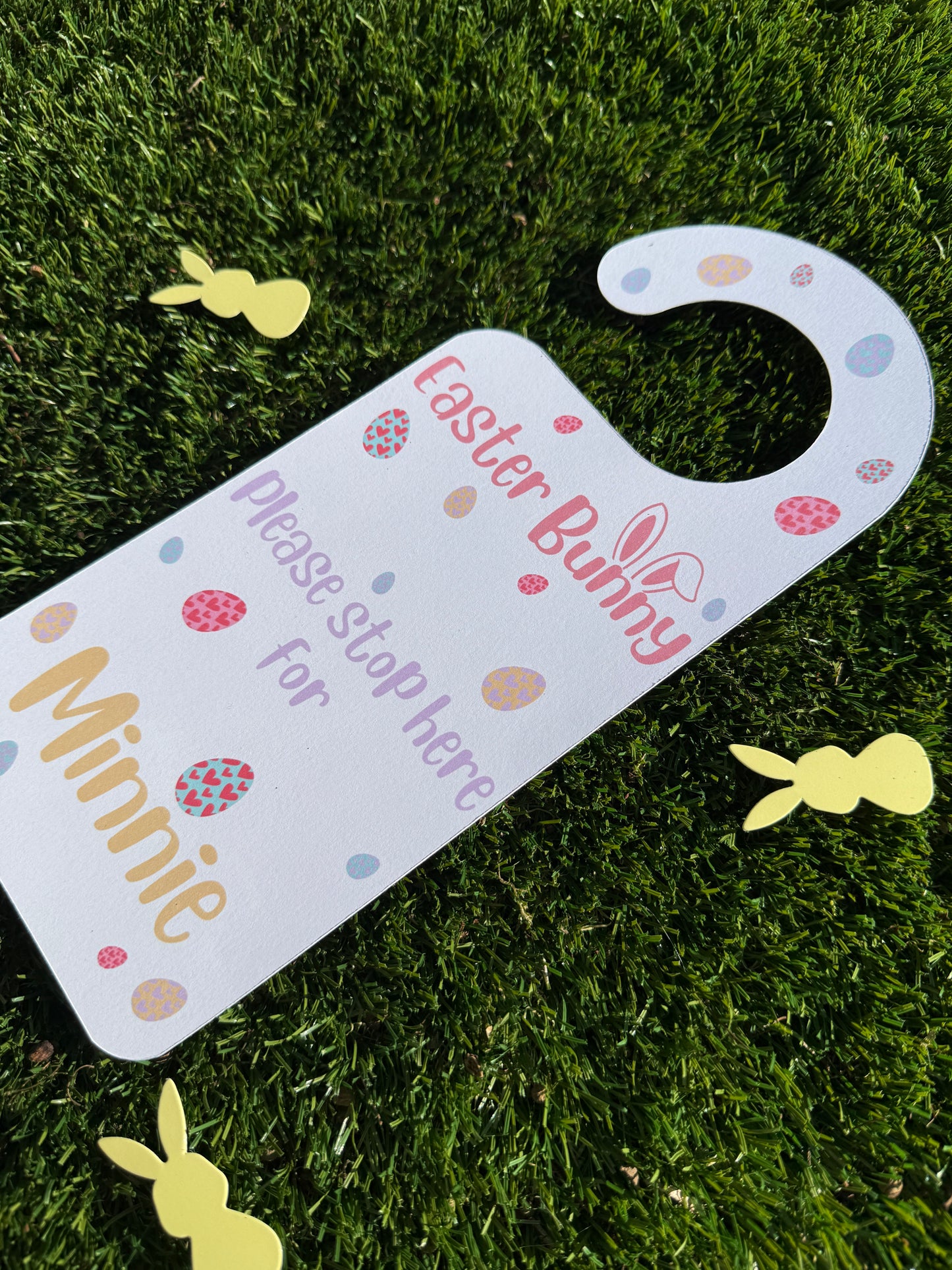 Personalised White Easter Bunny Door Hanger