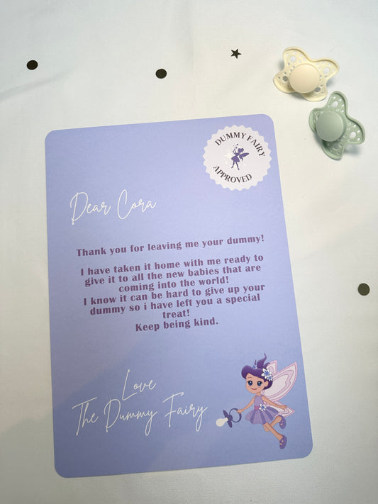 Purple A4 Dummy Fairy Letter- Dummy Fairy Thanking For The Dummy