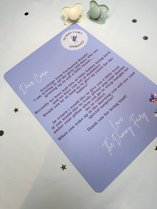 Purple A4 Dummy Fairy Letter- Dummy Fairy Asking For The Dummy