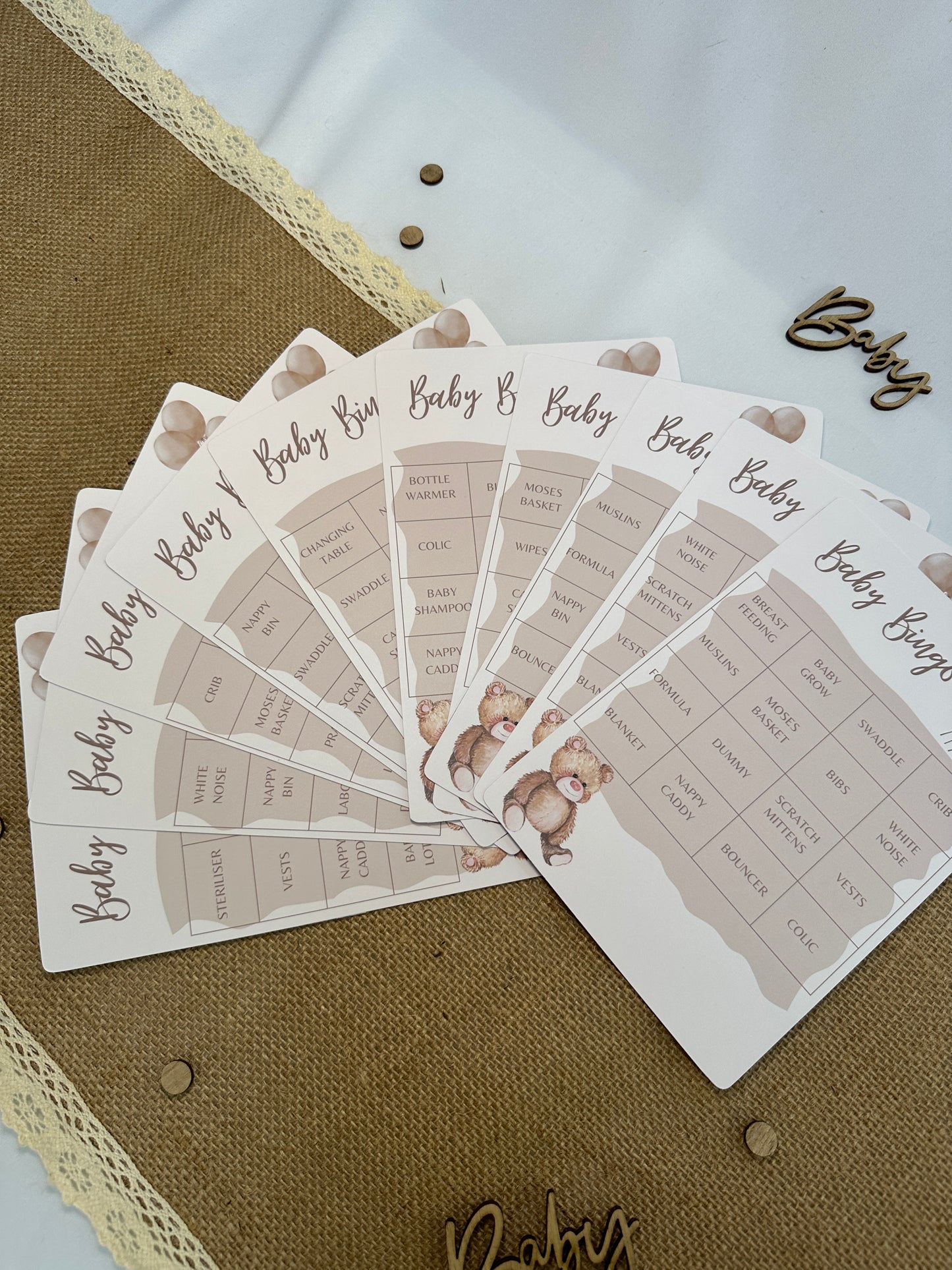 Teddy Bear Baby Bingo, Includes 10 varieties of cards and call sheet.