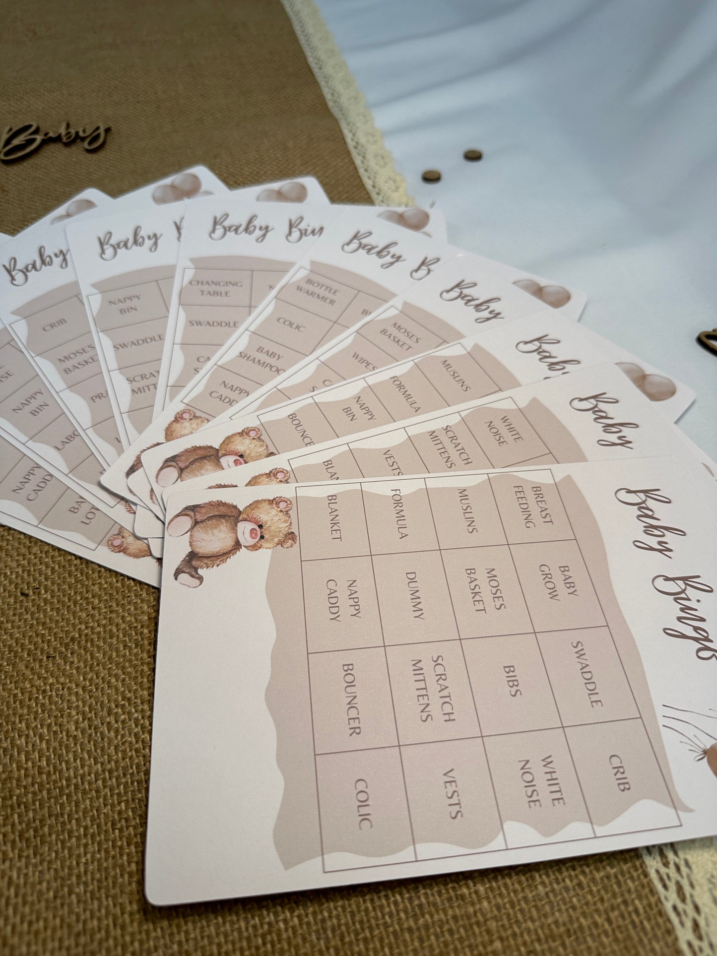 Teddy Bear Baby Bingo, Includes 10 varieties of cards and call sheet.