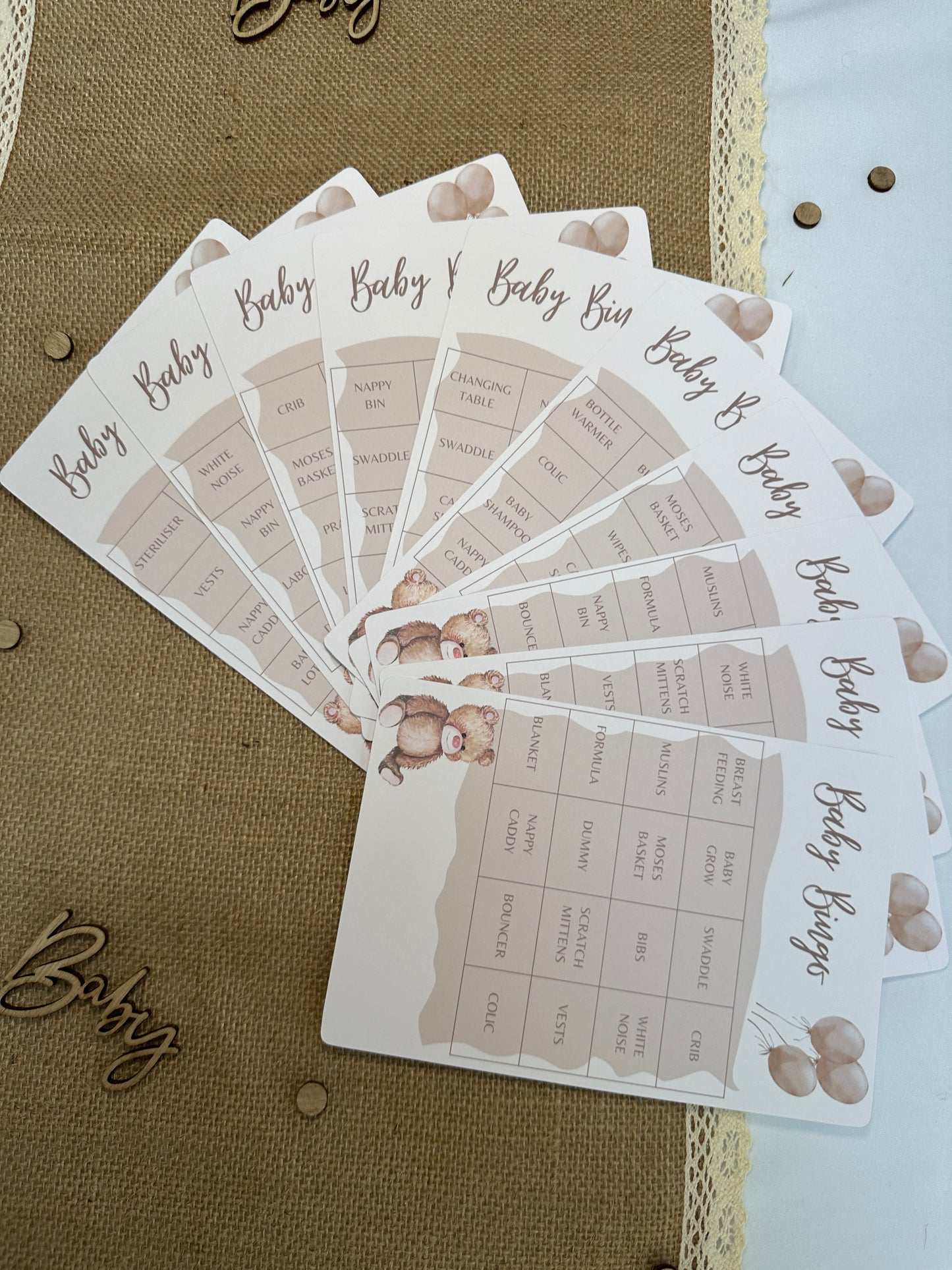 Teddy Bear Baby Bingo, Includes 10 varieties of cards and call sheet.