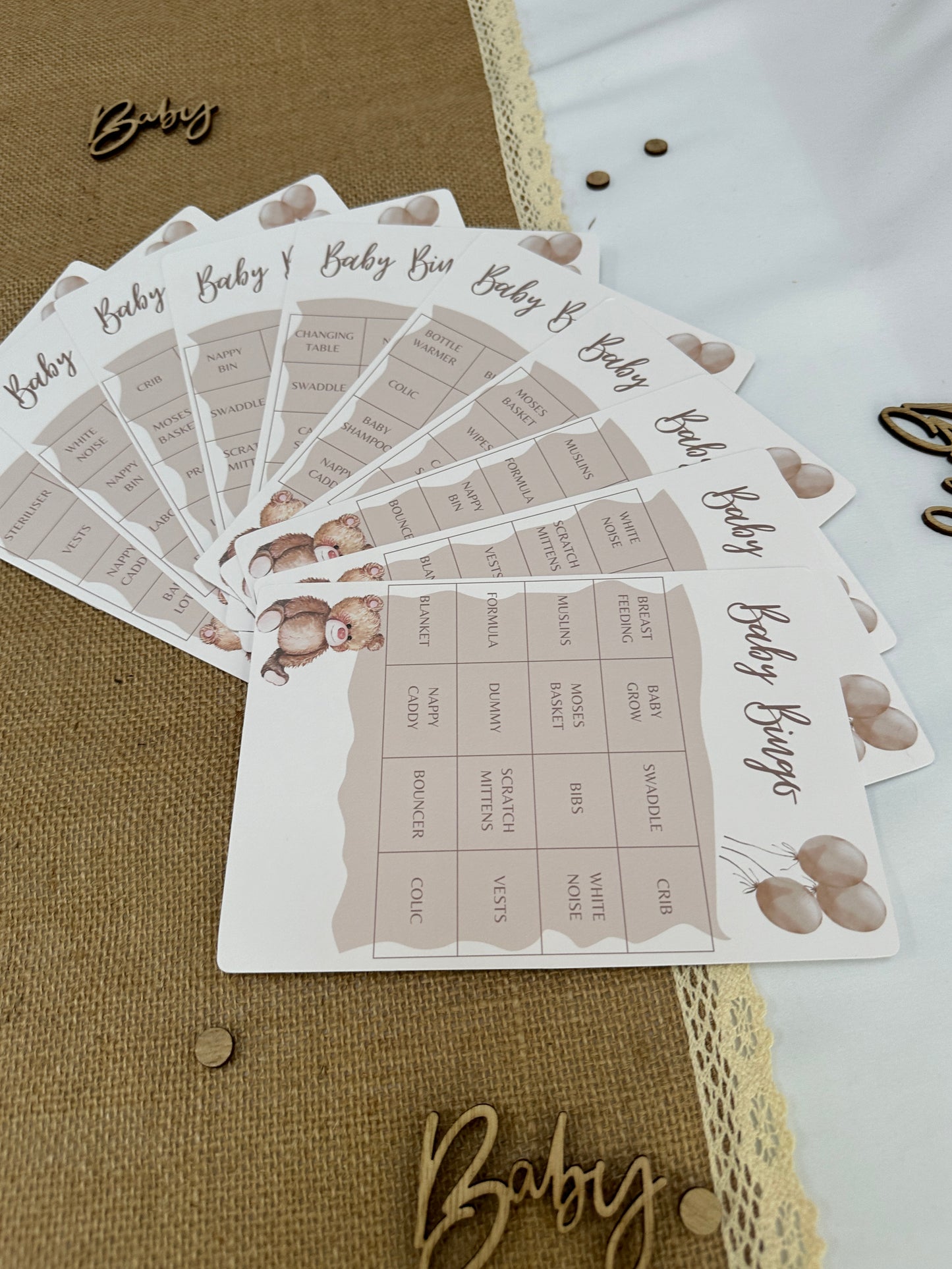 Teddy Bear Baby Bingo, Includes 10 varieties of cards and call sheet.