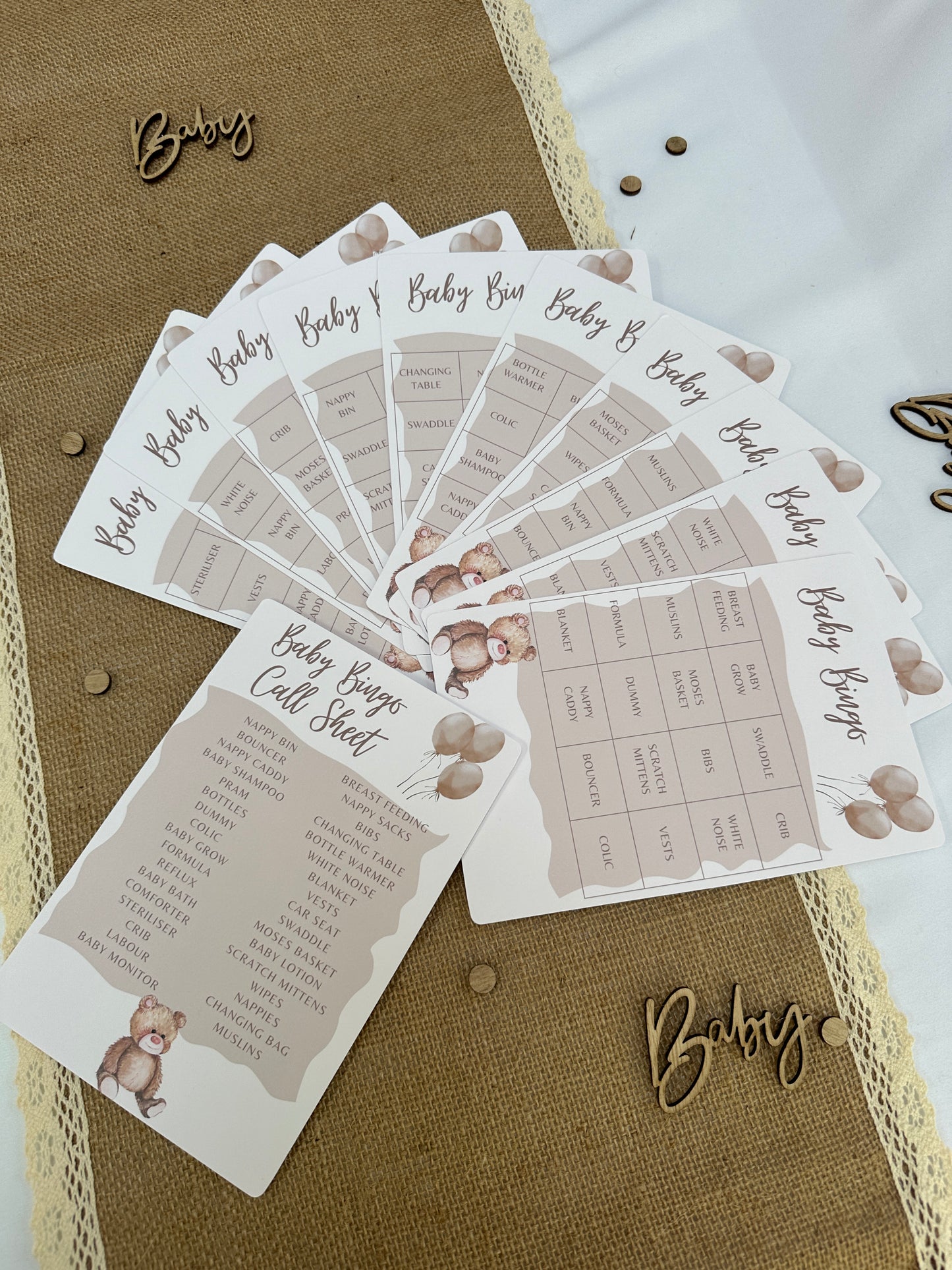 Teddy Bear Baby Bingo, Includes 10 varieties of cards and call sheet.