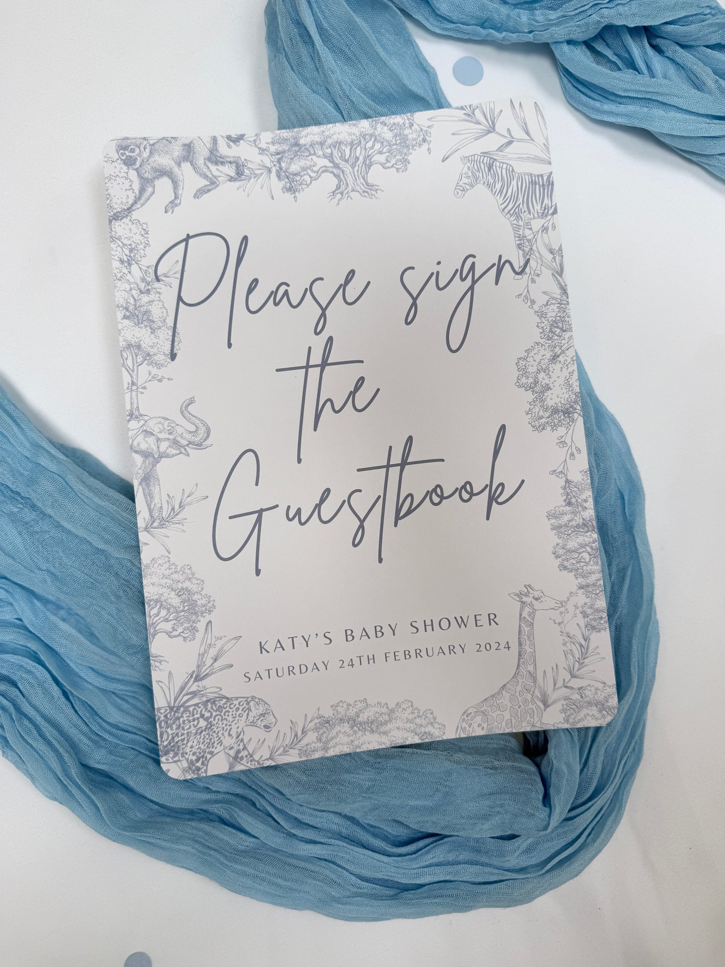 Blue Safari A4 Guestbook Sign