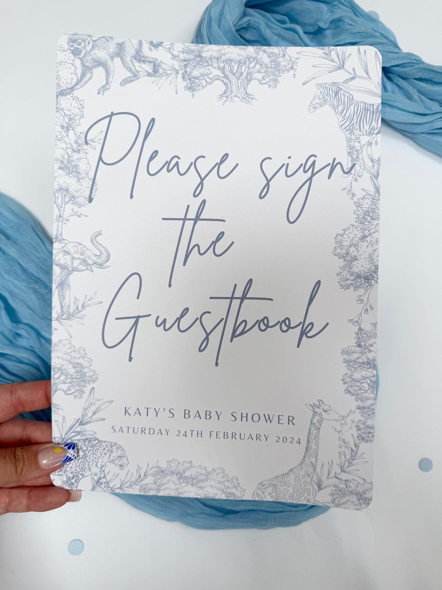 Blue Safari A4 Guestbook Sign